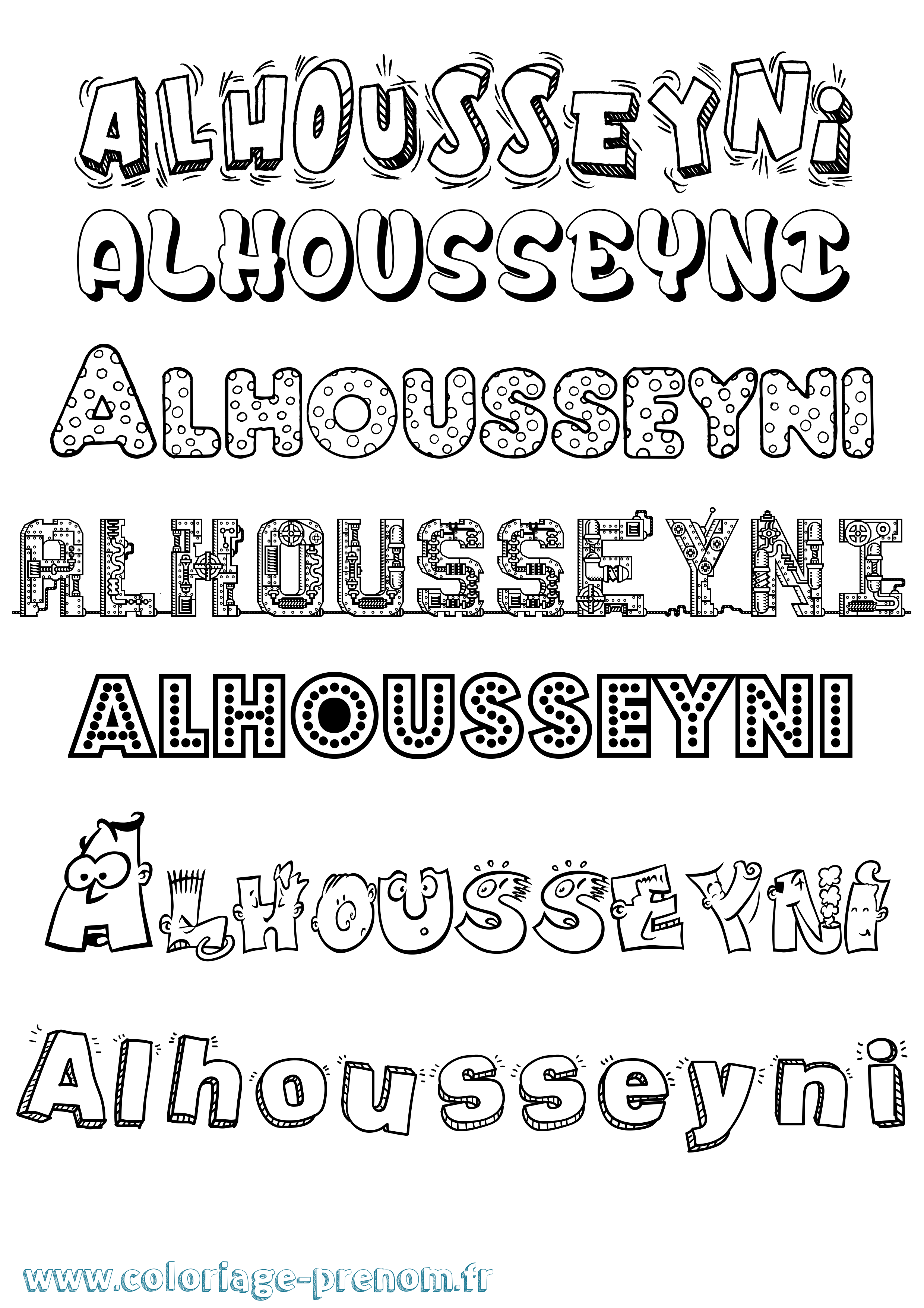 Coloriage prénom Alhousseyni Fun