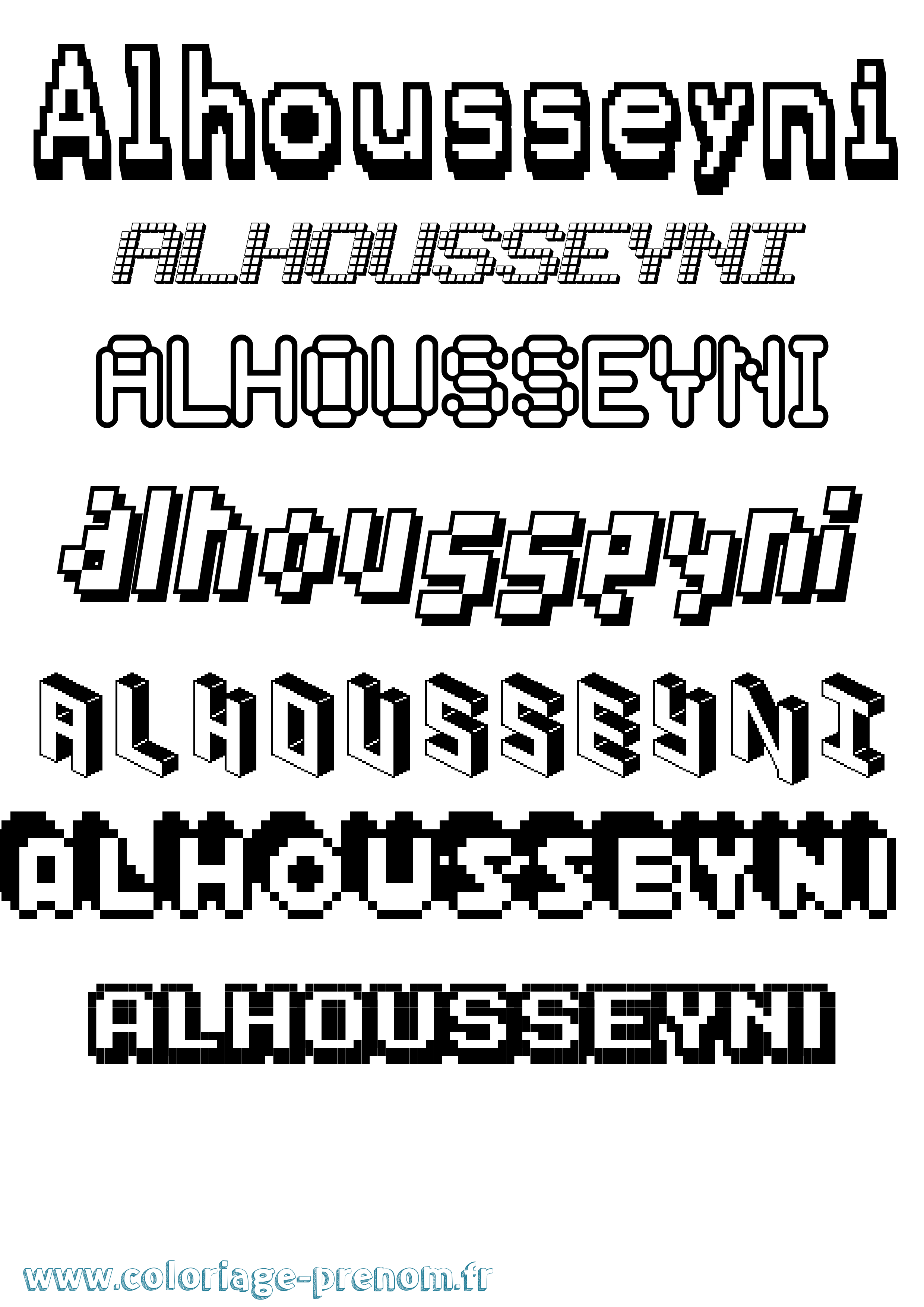 Coloriage prénom Alhousseyni Pixel