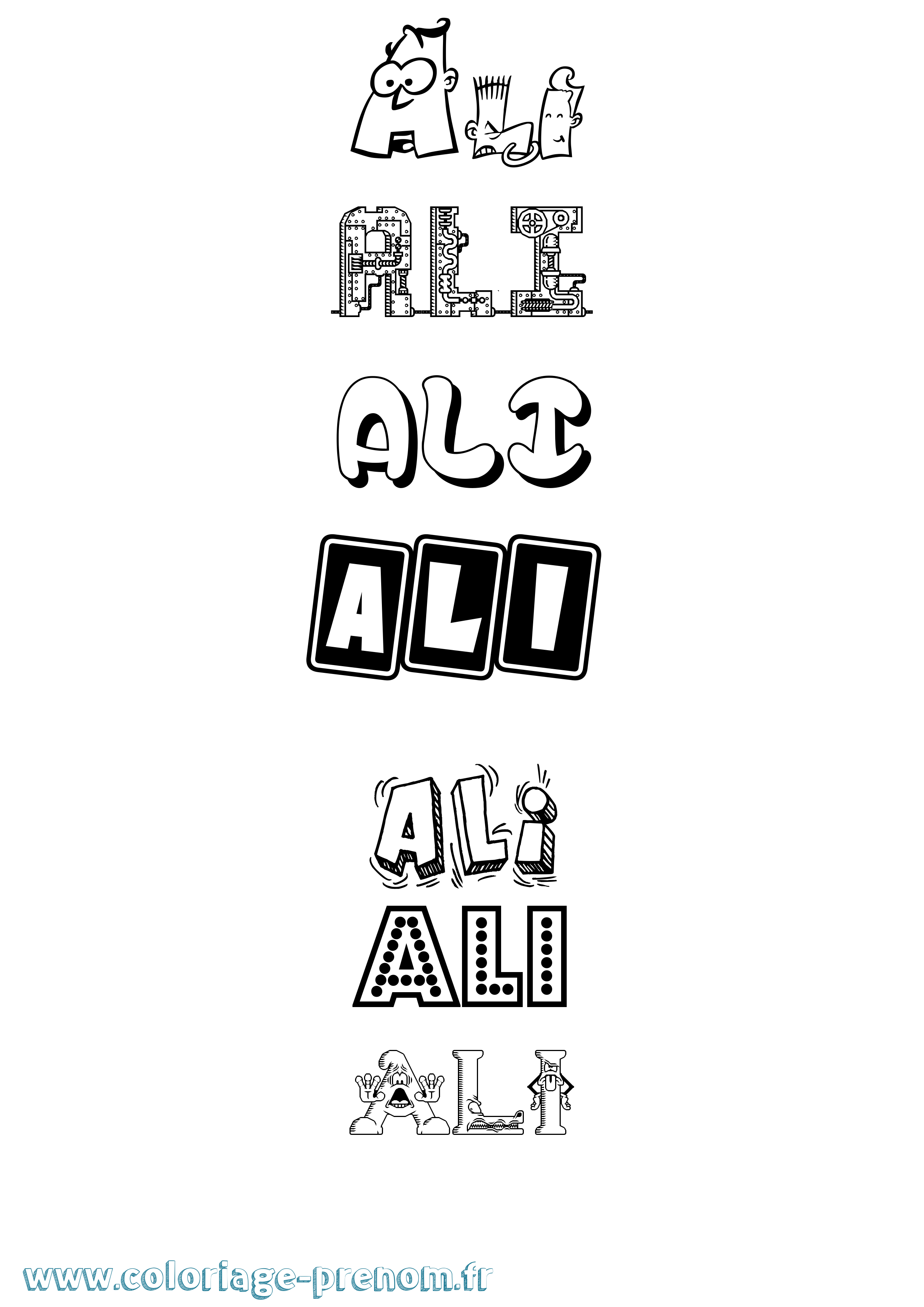 Coloriage prénom Ali Fun