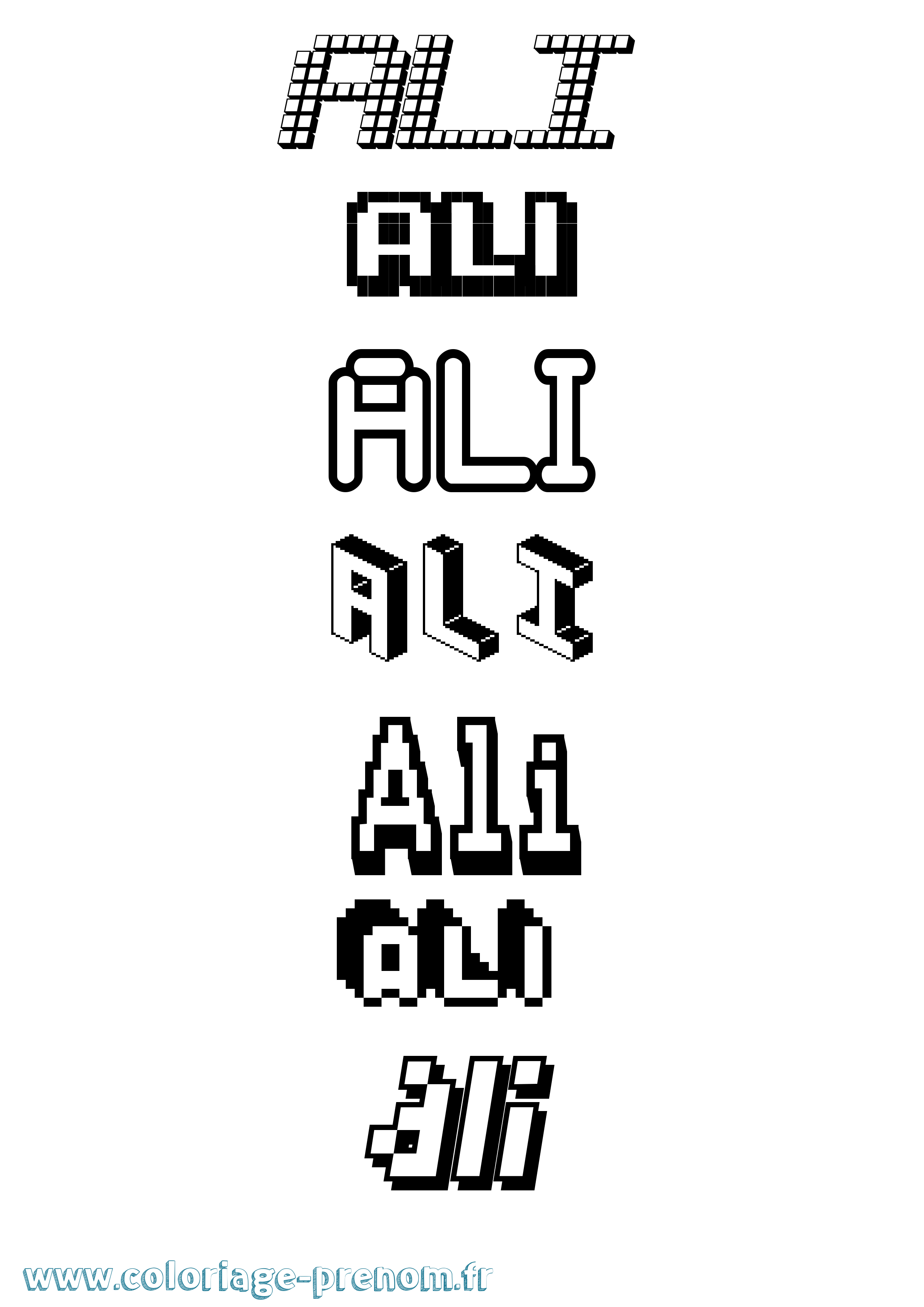 Coloriage prénom Ali Pixel
