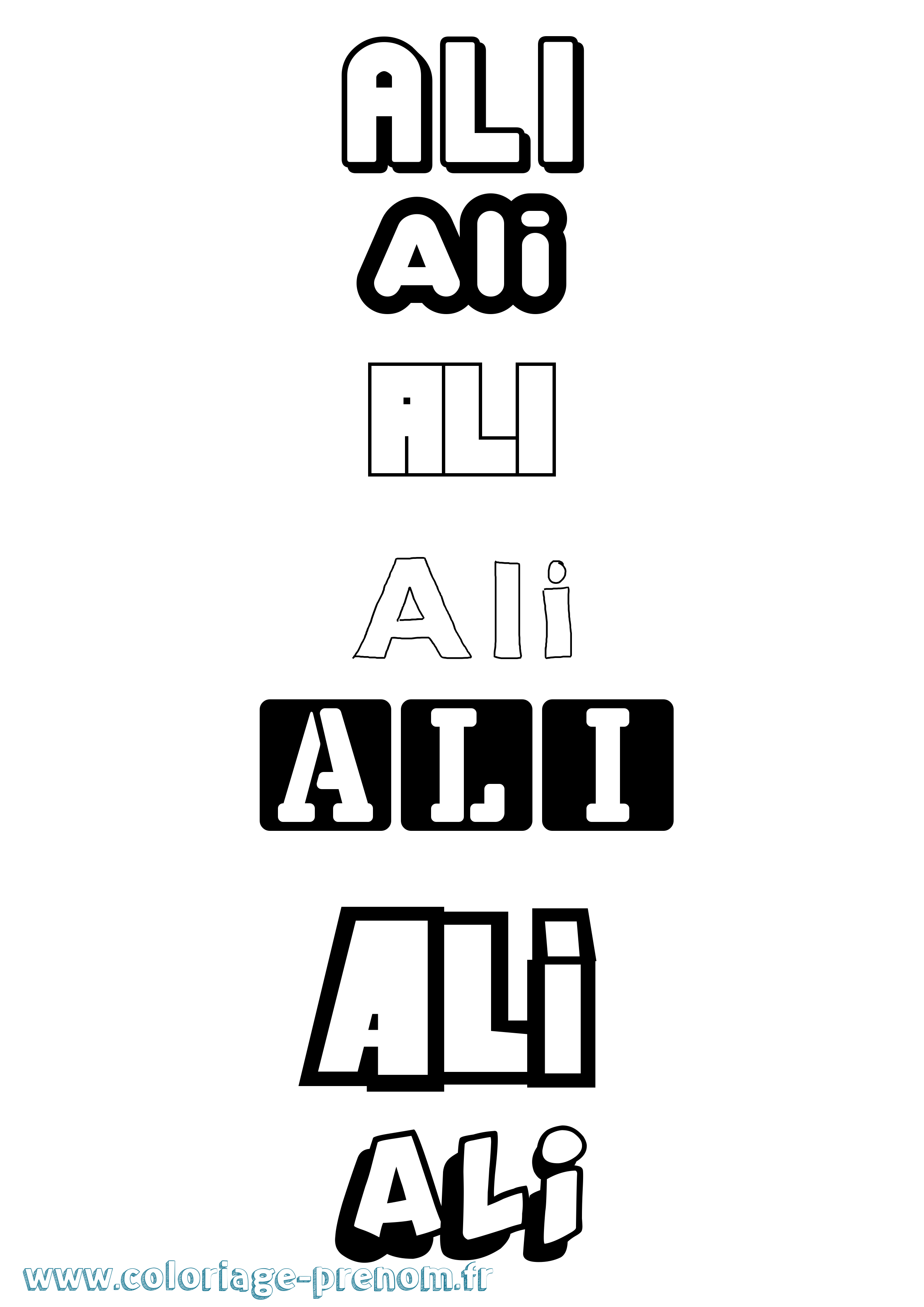 Coloriage prénom Ali Simple