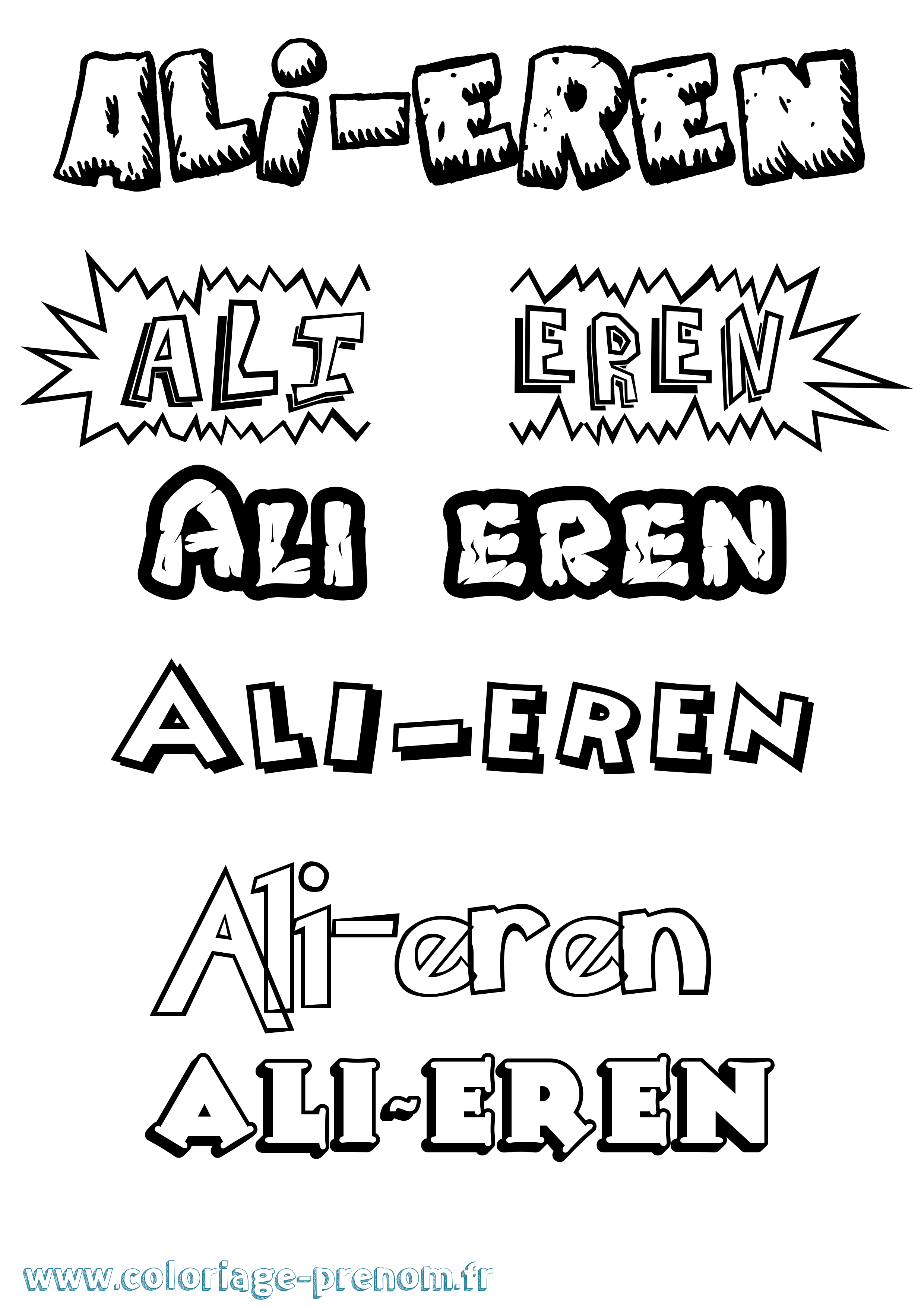 Coloriage prénom Ali-Eren Dessin Animé