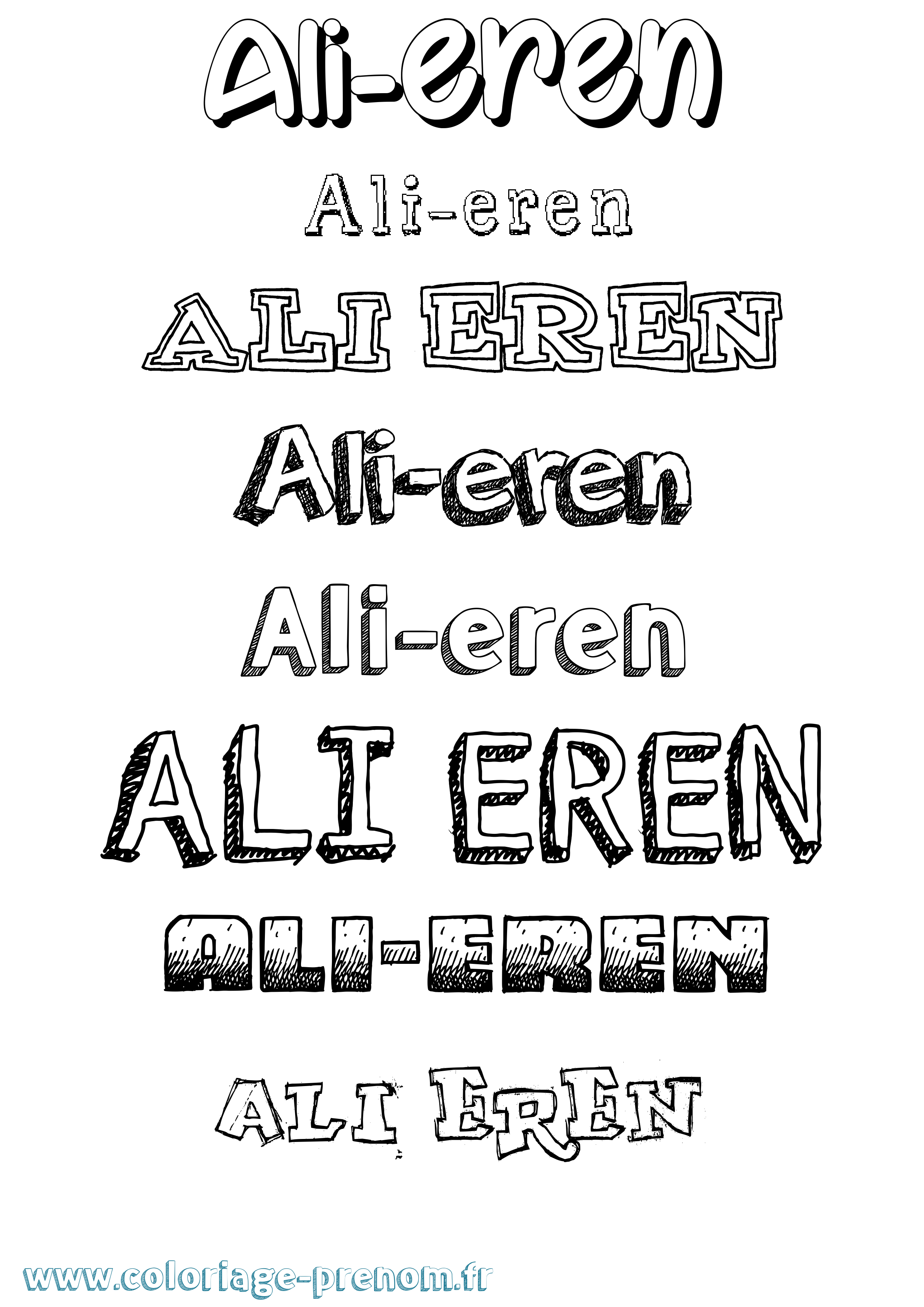 Coloriage prénom Ali-Eren Dessiné