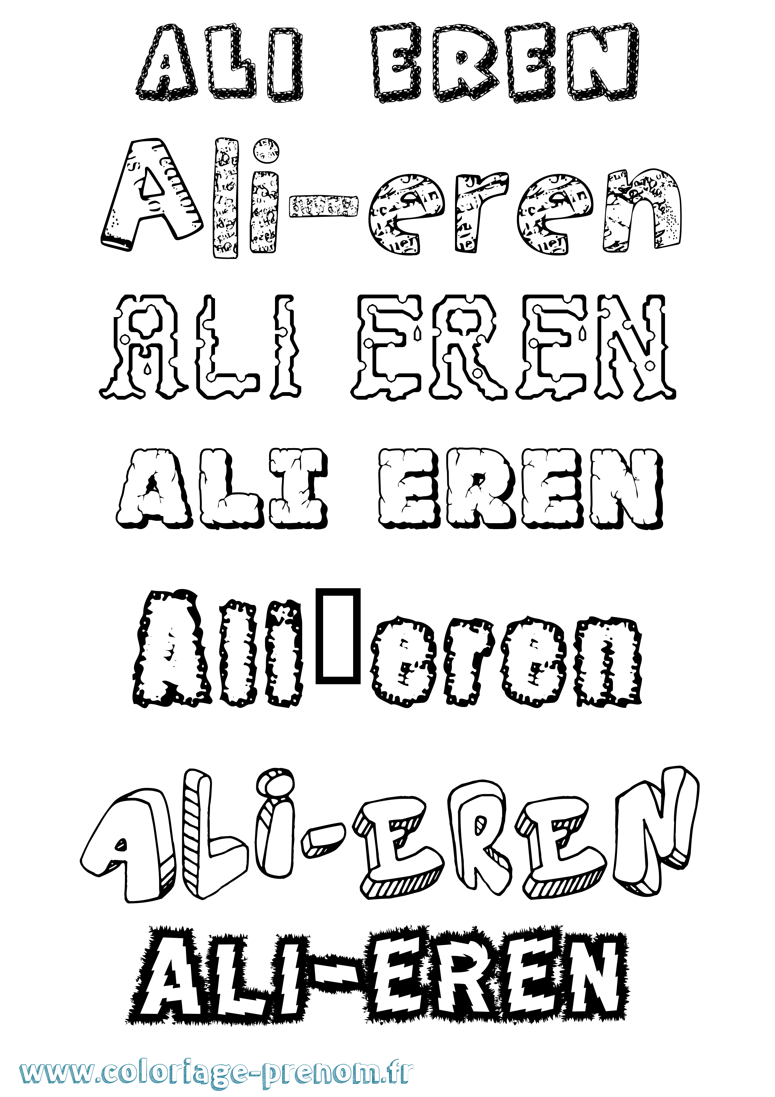 Coloriage prénom Ali-Eren Destructuré