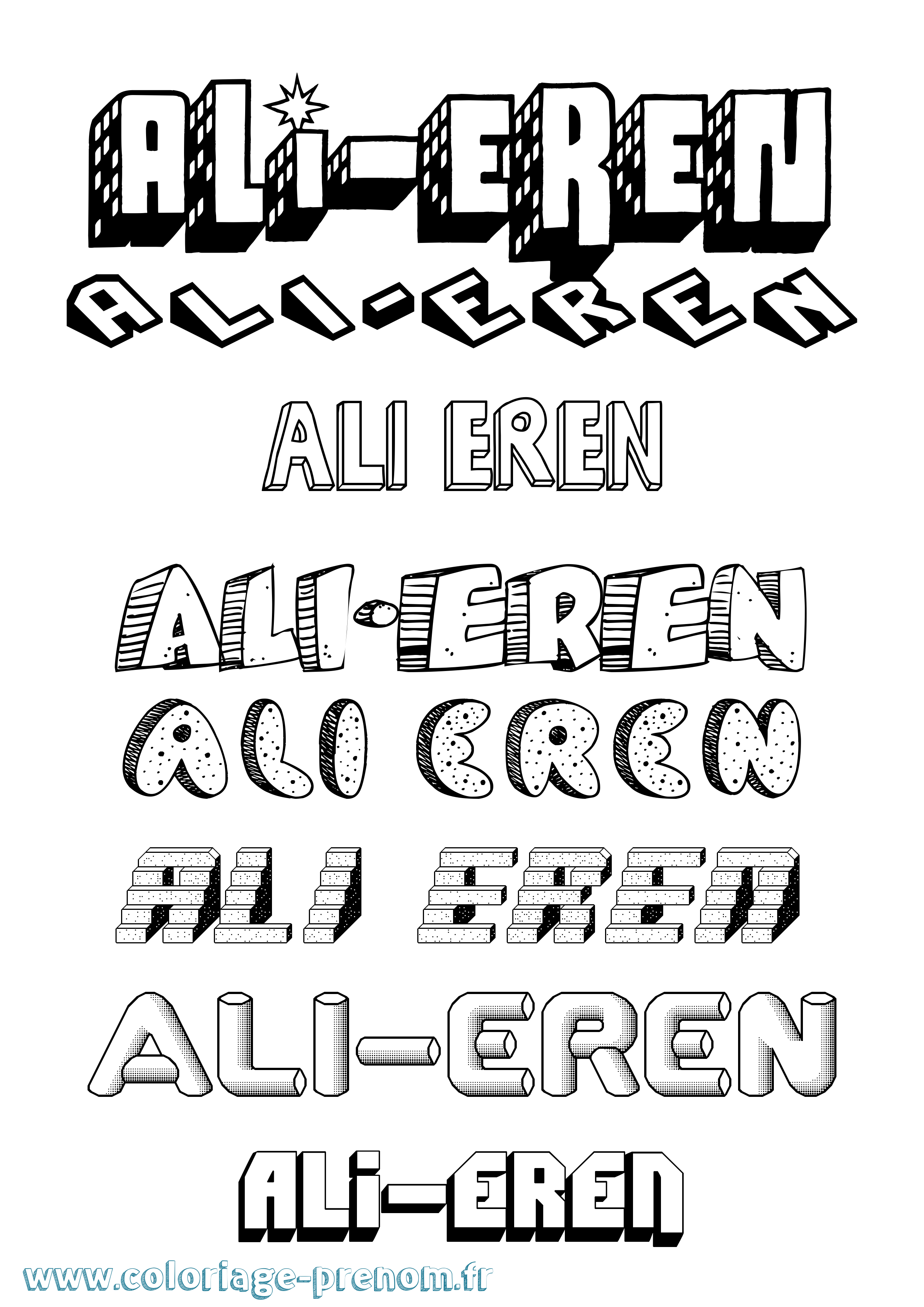 Coloriage prénom Ali-Eren Effet 3D