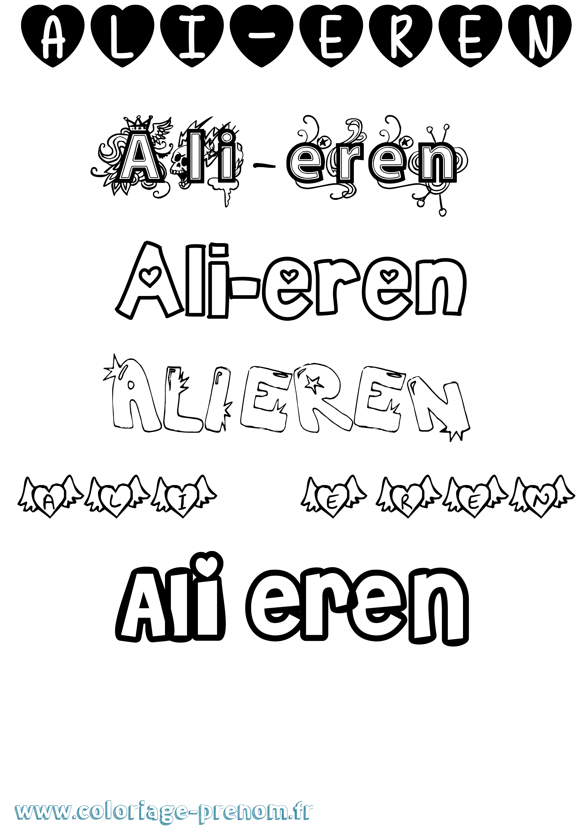 Coloriage prénom Ali-Eren Girly