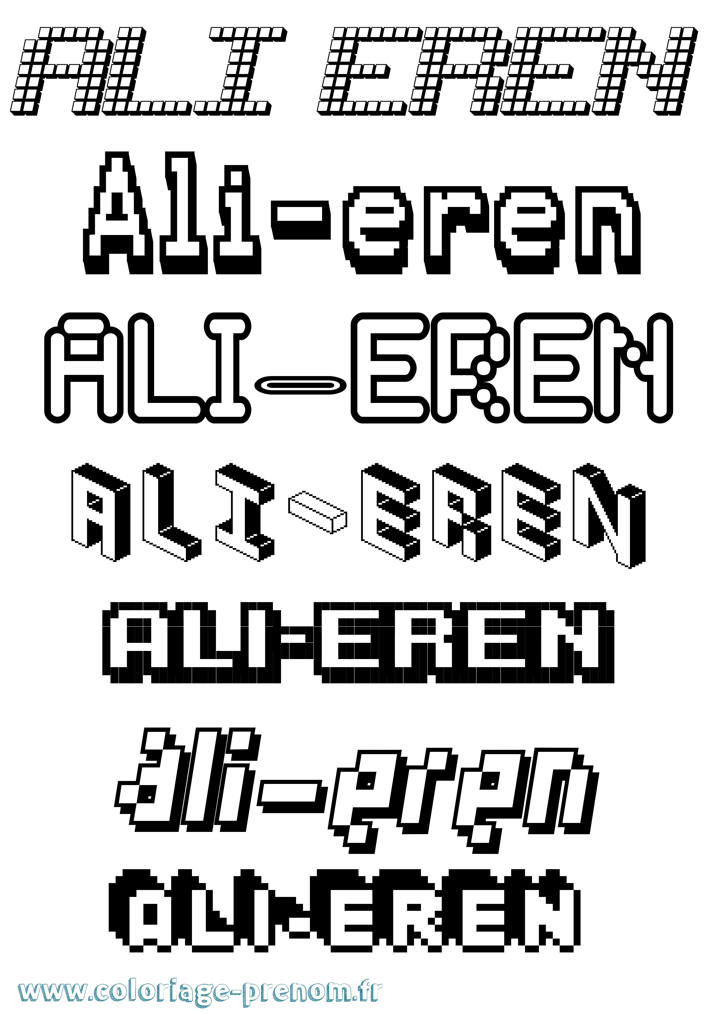 Coloriage prénom Ali-Eren Pixel