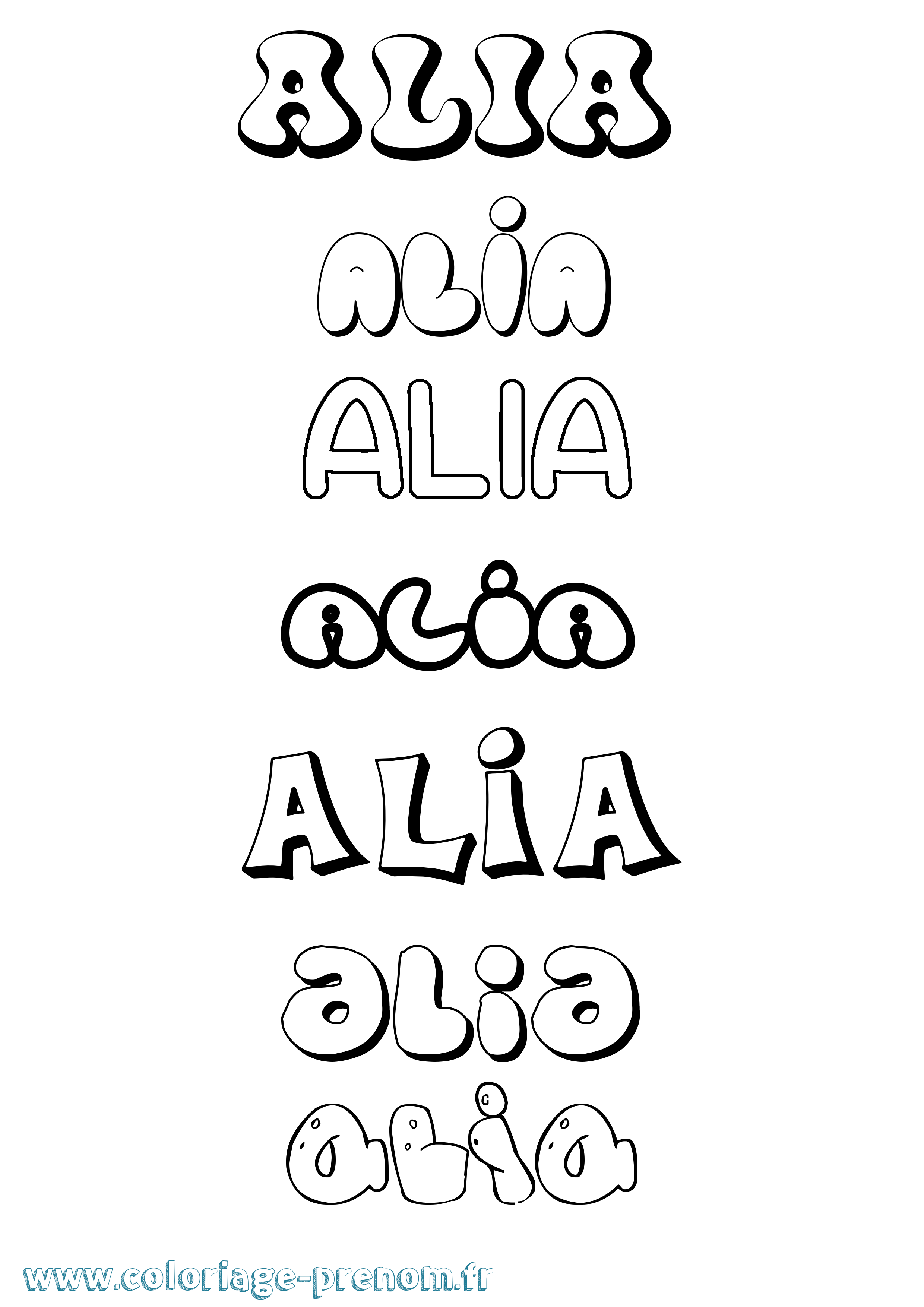 Coloriage prénom Alia