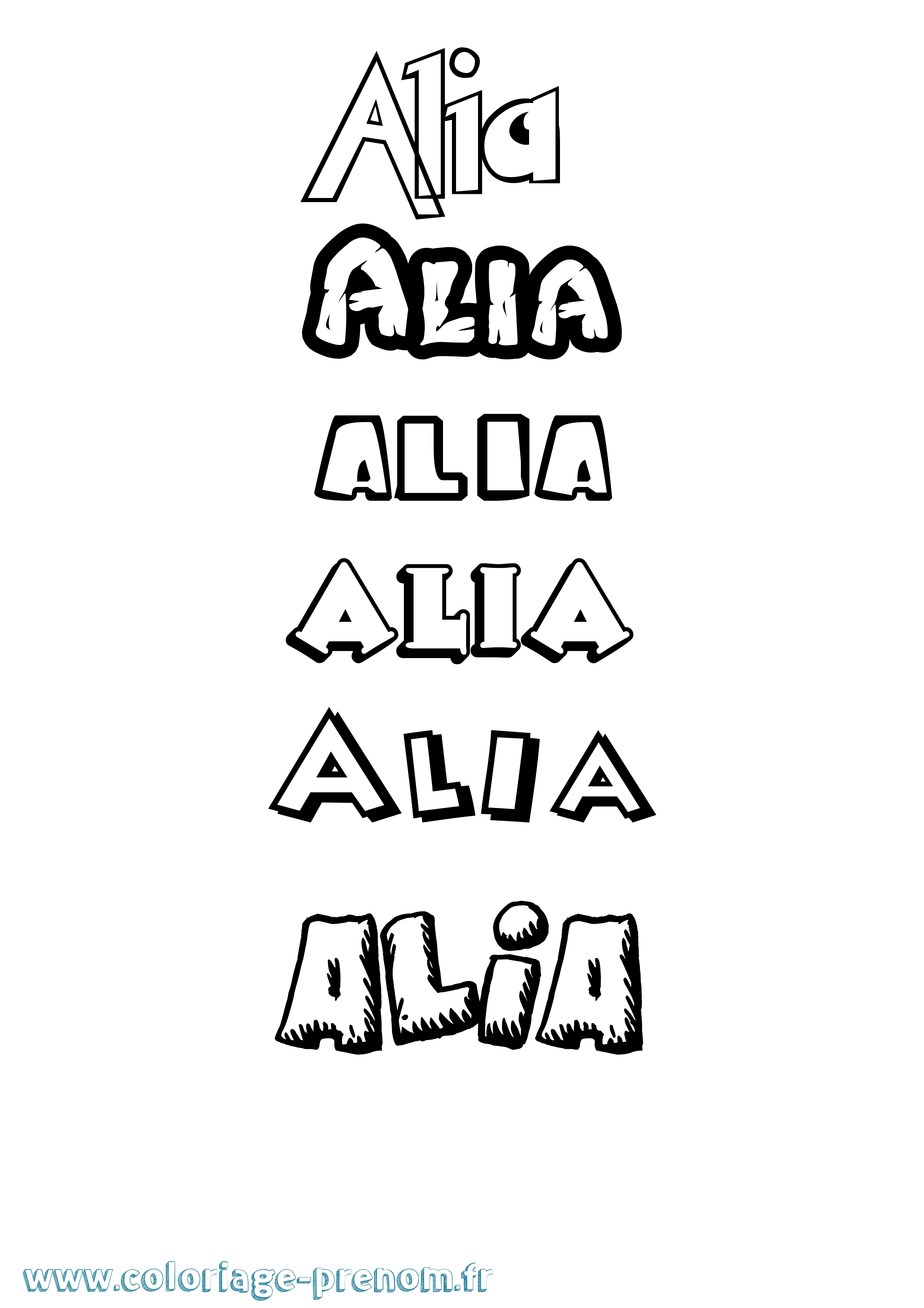 Coloriage prénom Alia Dessin Animé