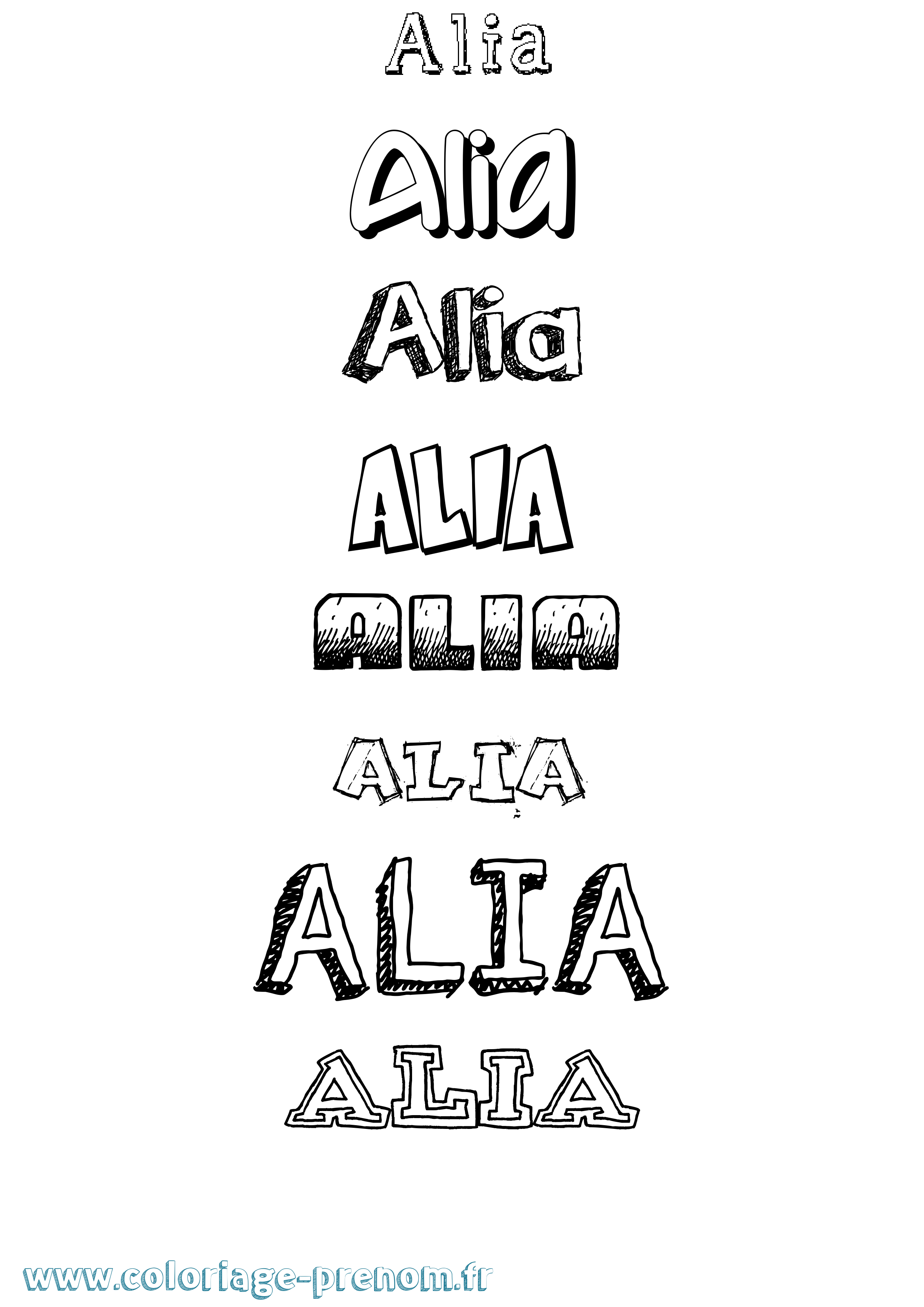 Coloriage prénom Alia Dessiné