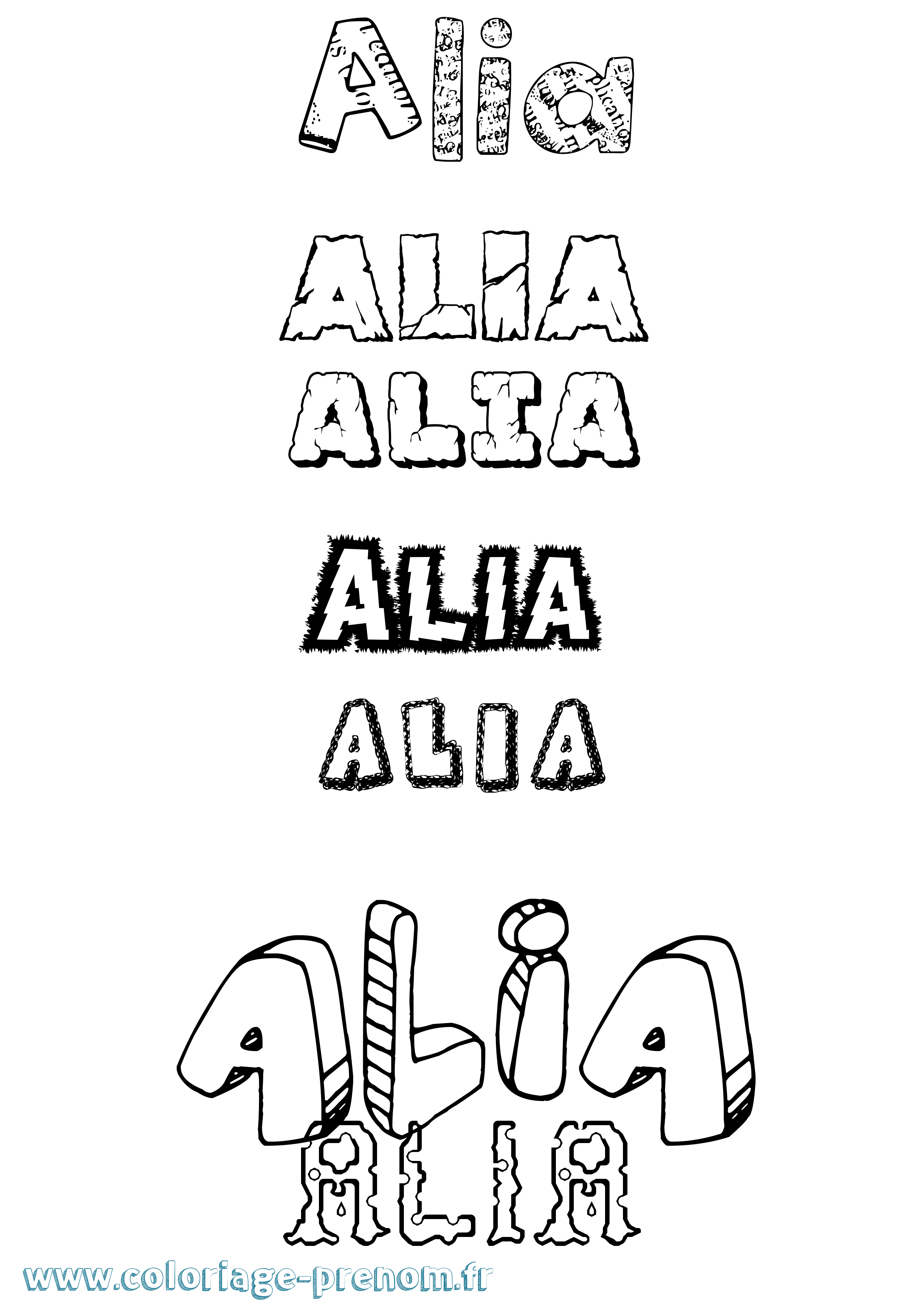 Coloriage prénom Alia Destructuré