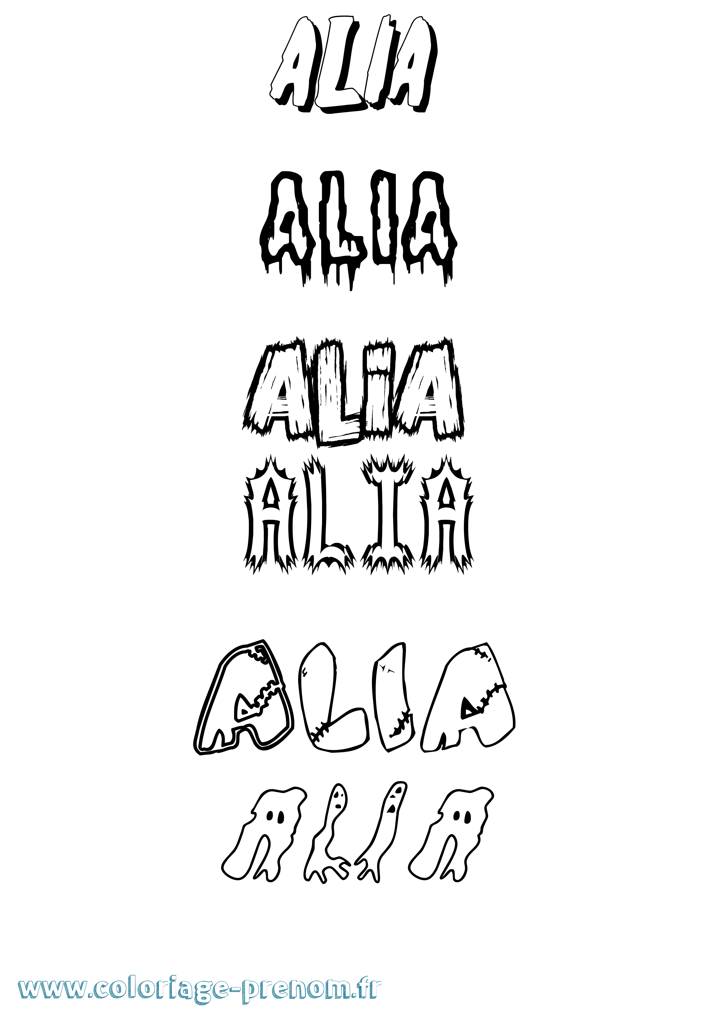 Coloriage Alia Frisson Coloriage prénom Alia Frisson