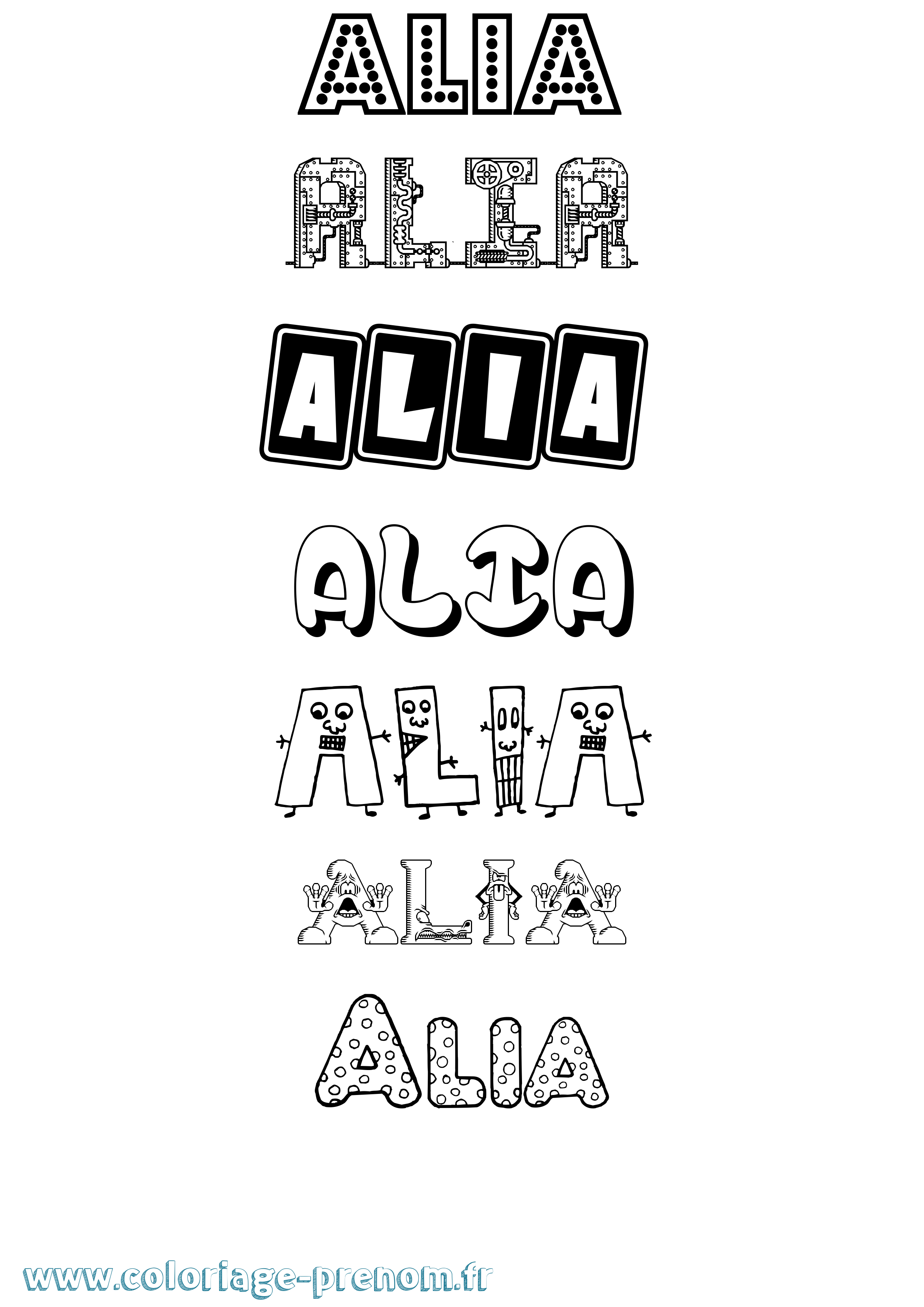 Coloriage Alia Fun Coloriage prénom Alia Fun