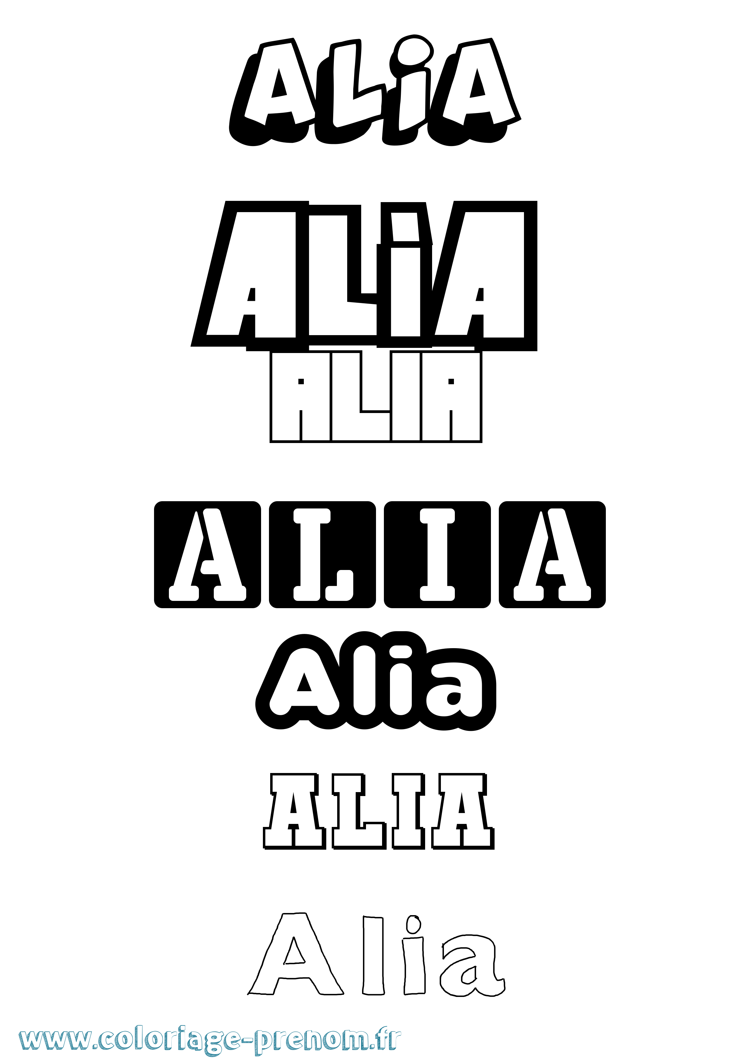 Coloriage prénom Alia Simple