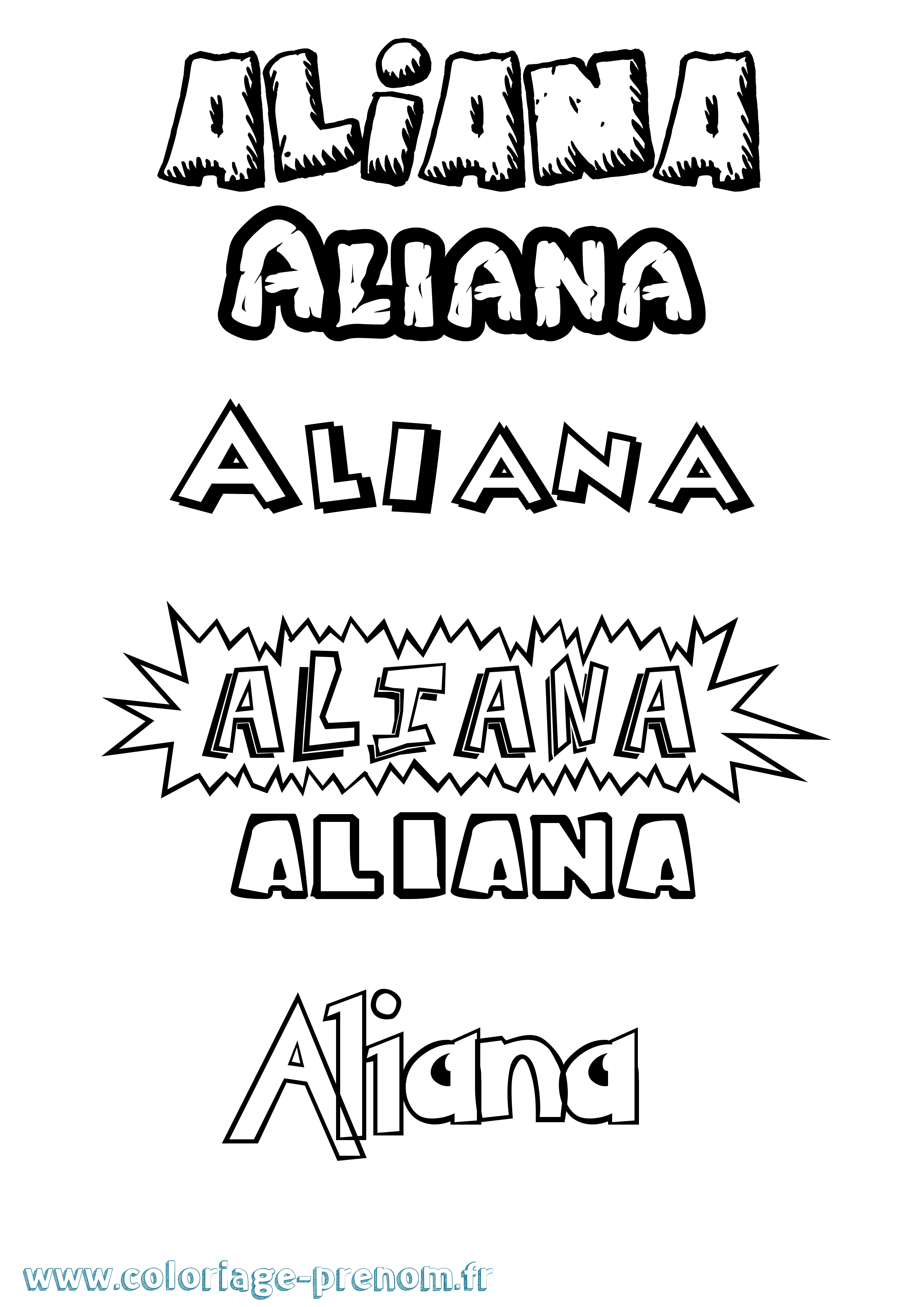 Coloriage prénom Aliana Dessin Animé