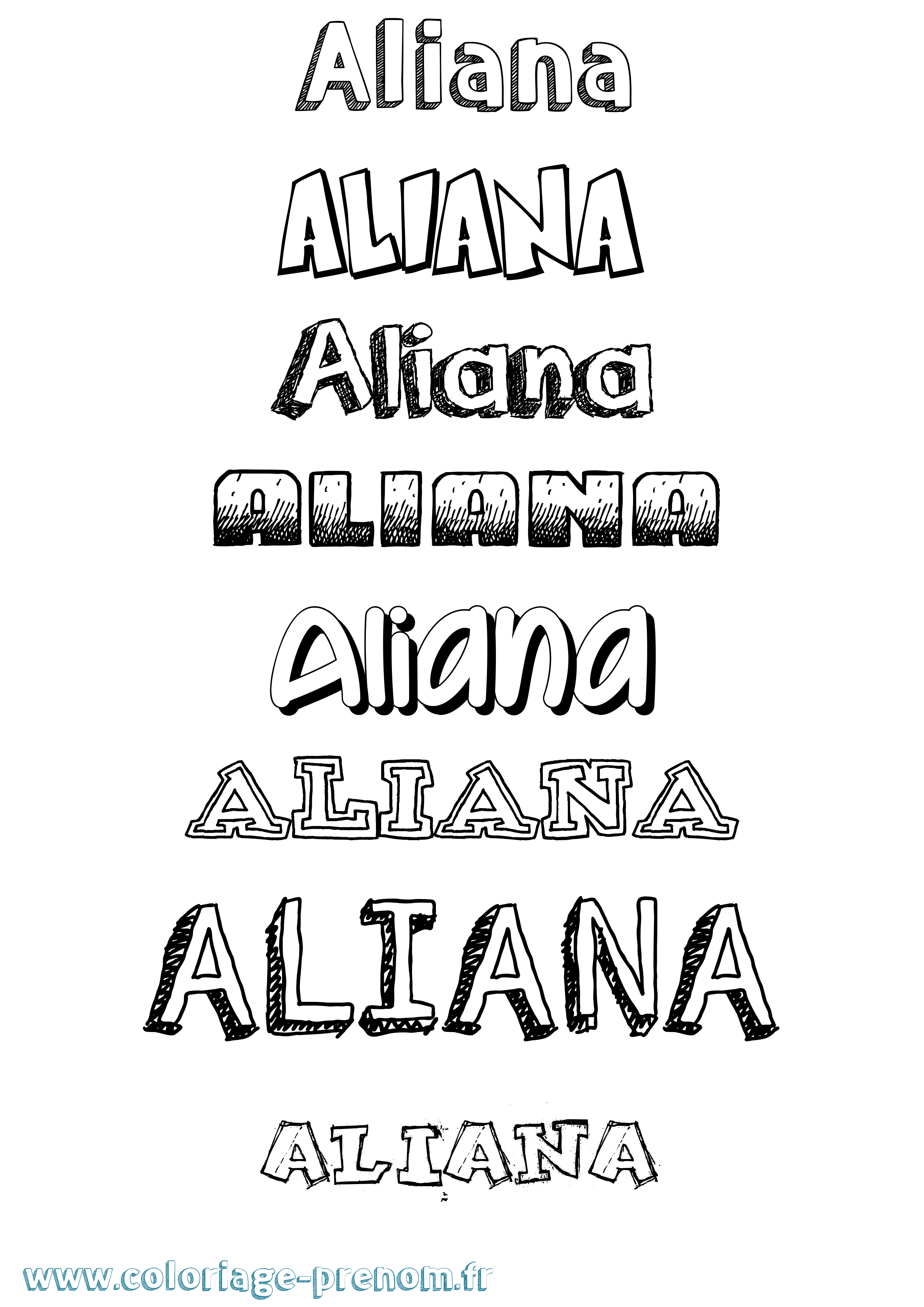 Coloriage prénom Aliana Dessiné