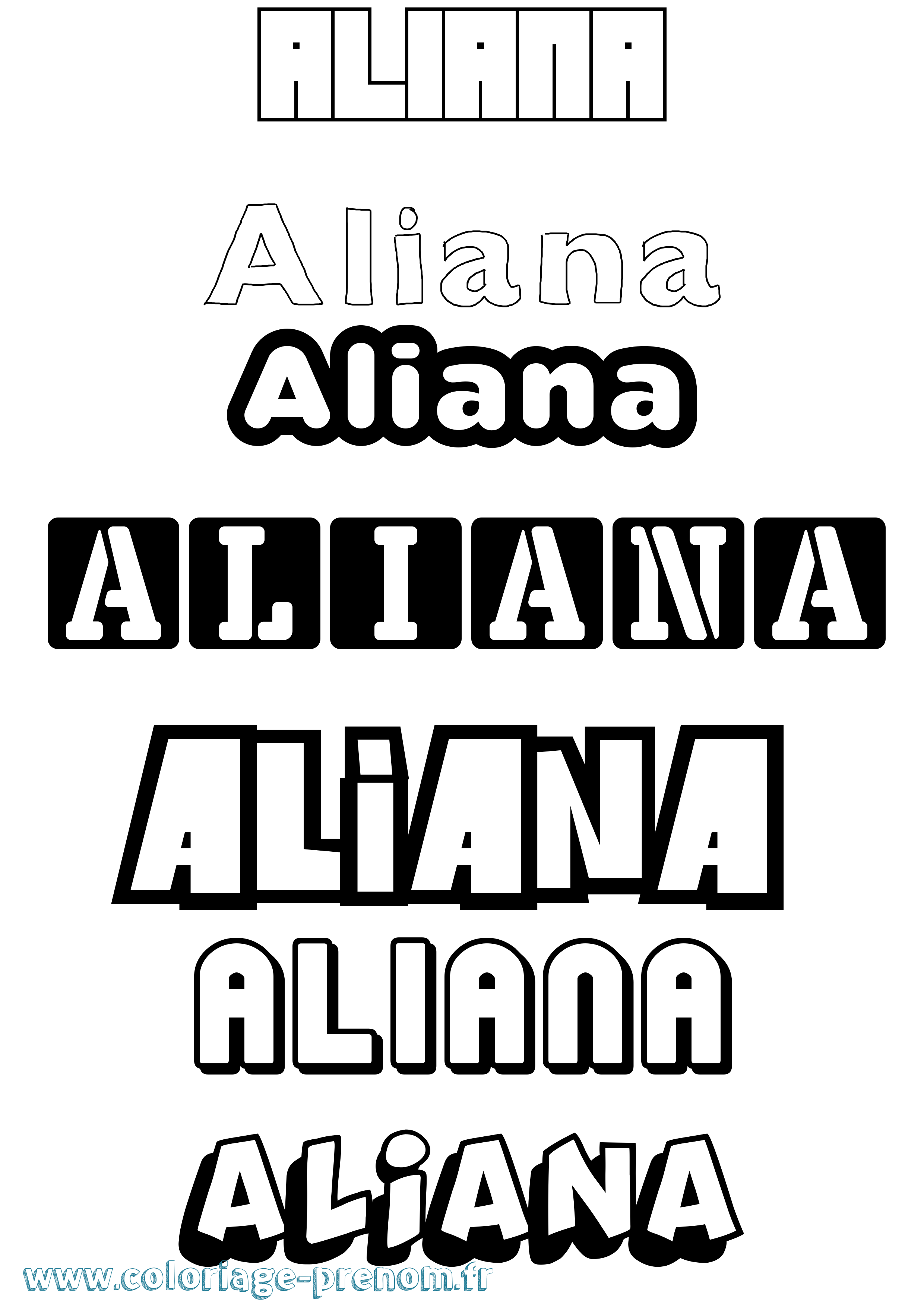 Coloriage prénom Aliana Simple