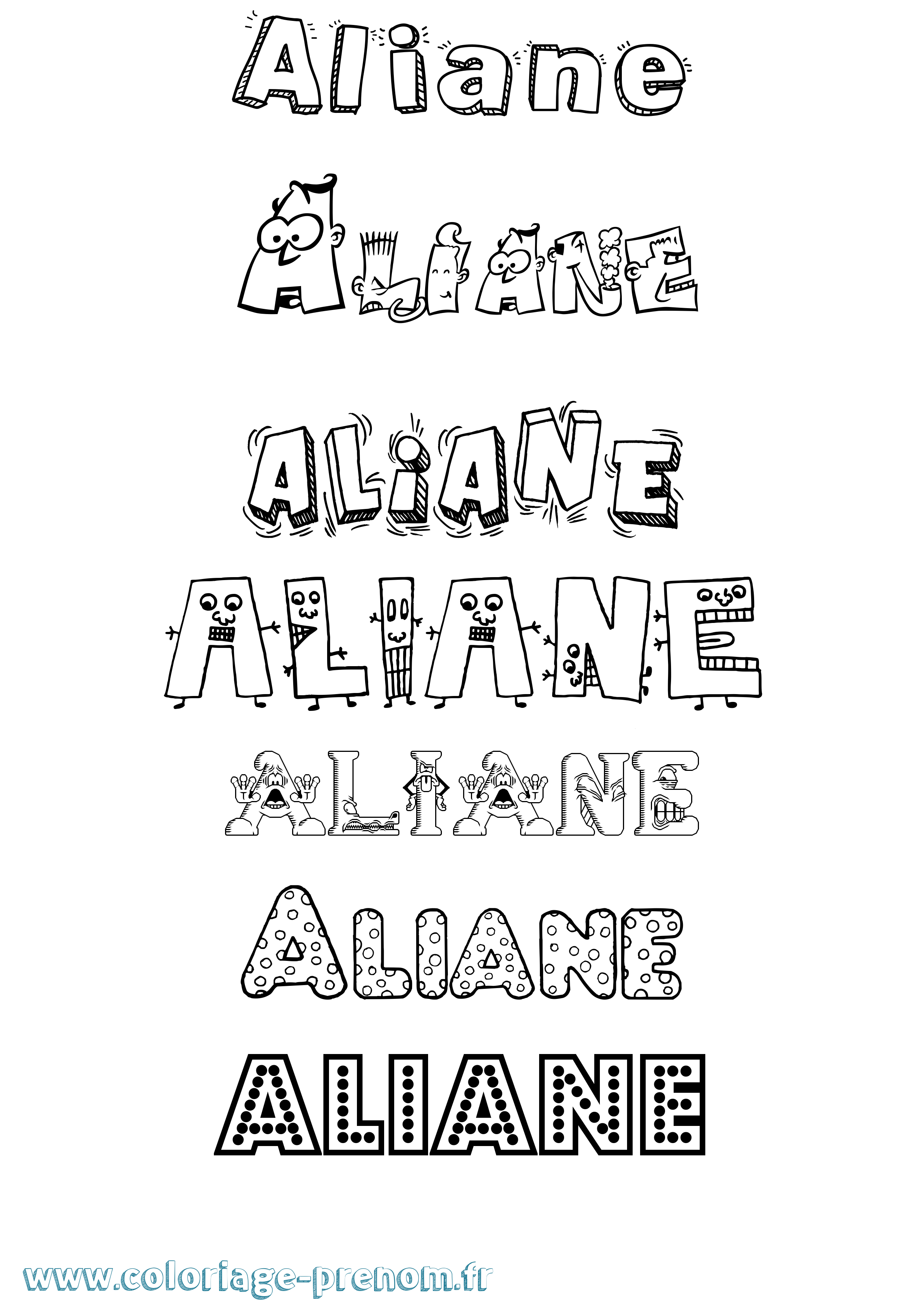 Coloriage prénom Aliane Fun