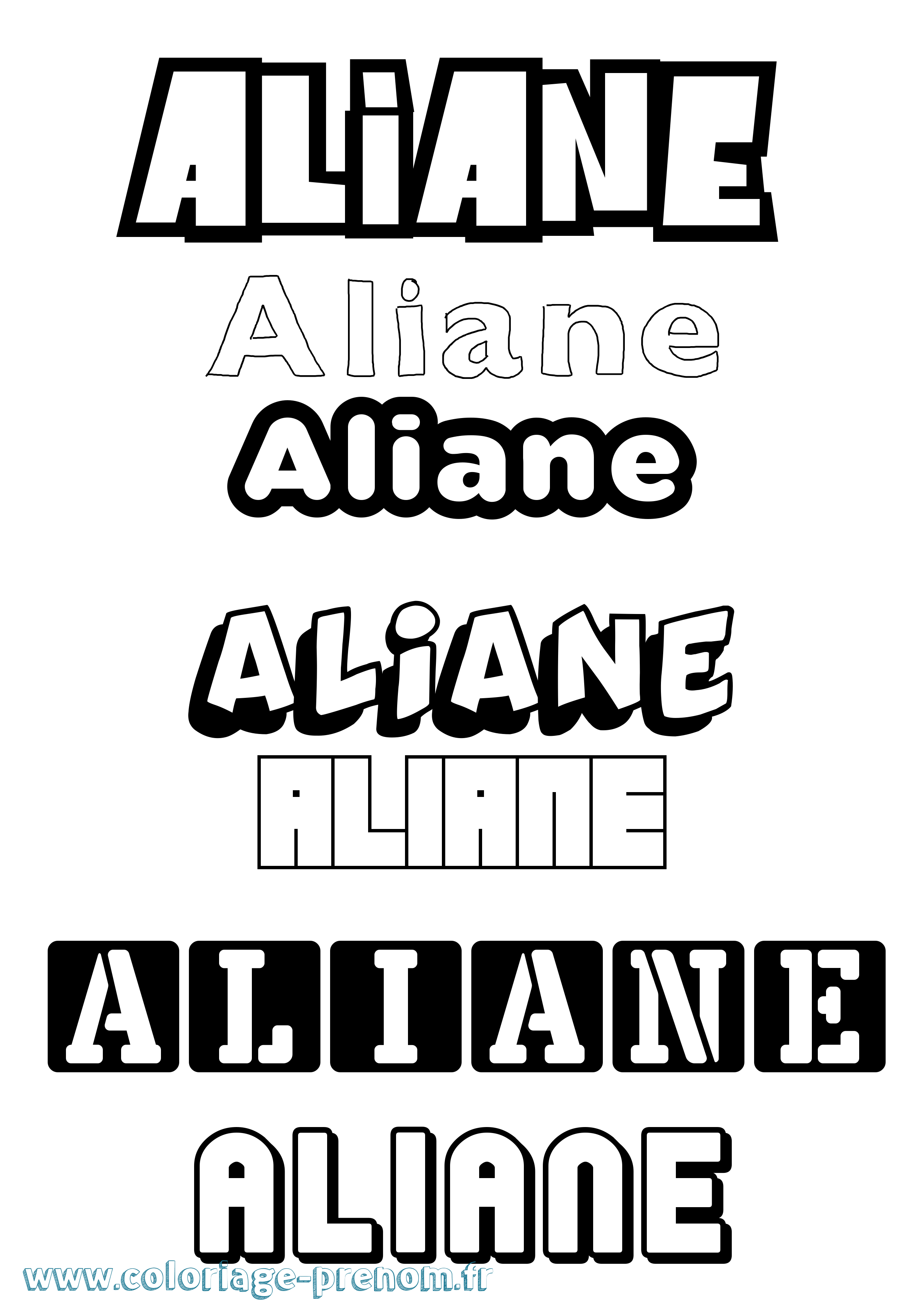 Coloriage prénom Aliane Simple