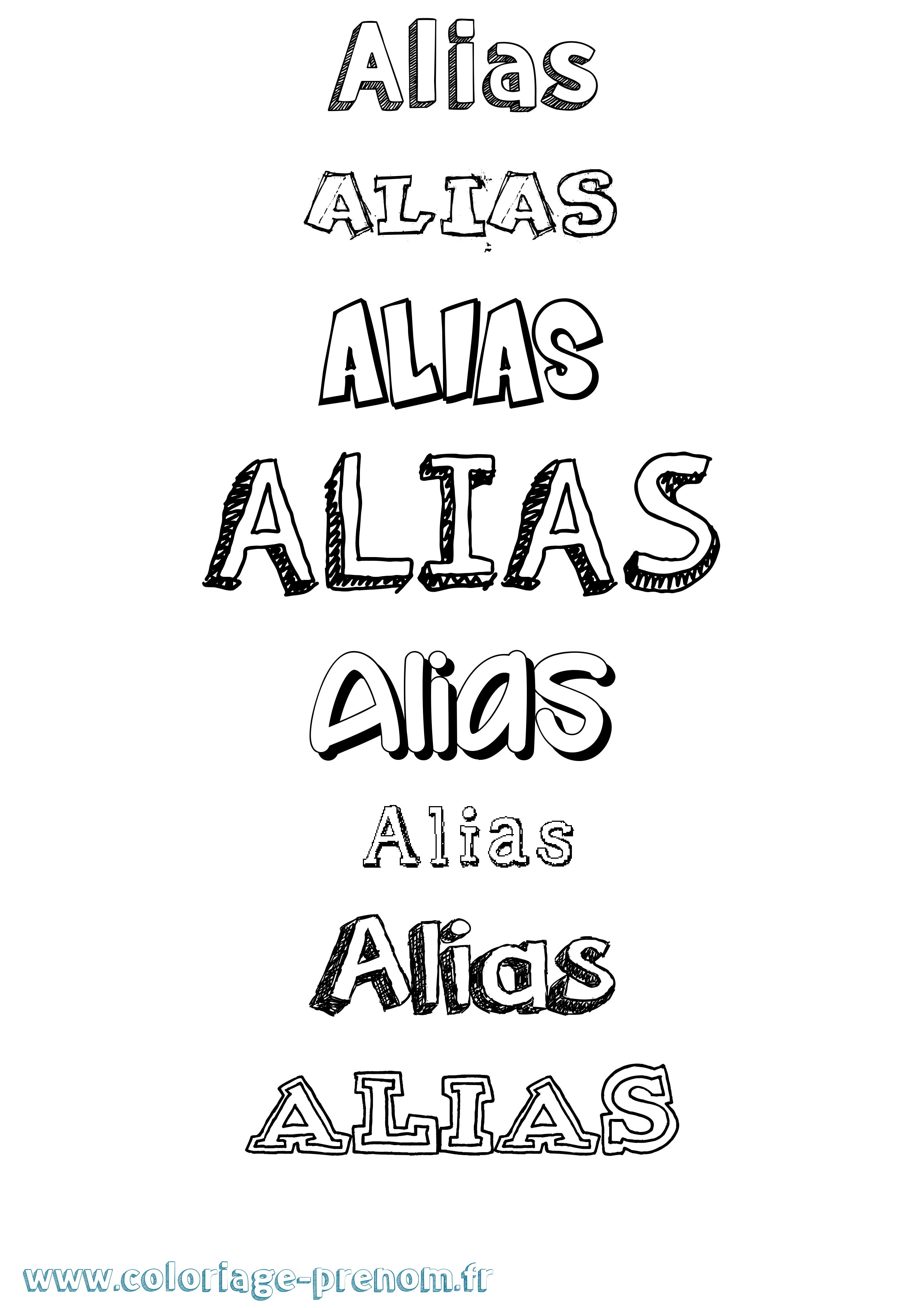 Coloriage prénom Alias Dessiné