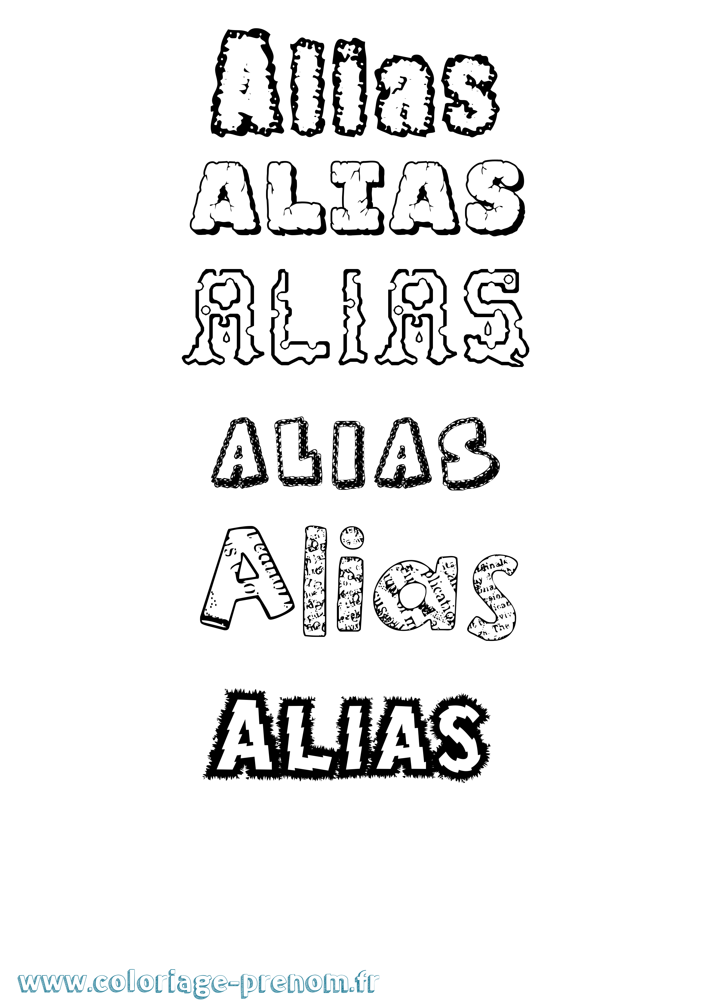 Coloriage prénom Alias Destructuré