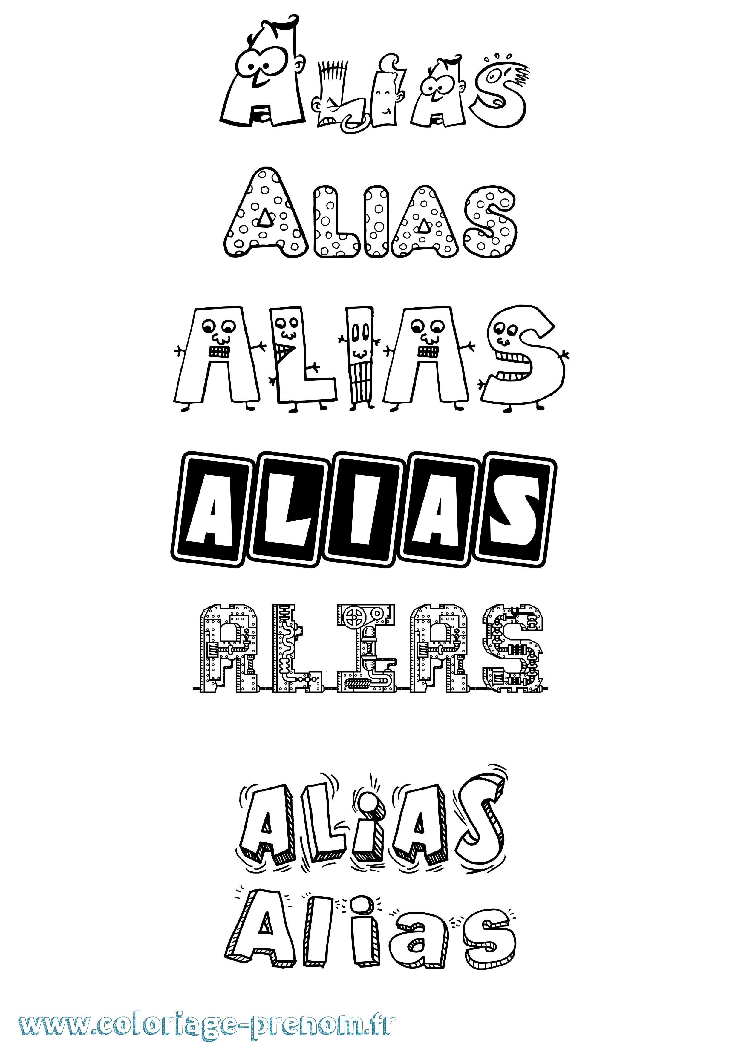 Coloriage prénom Alias Fun