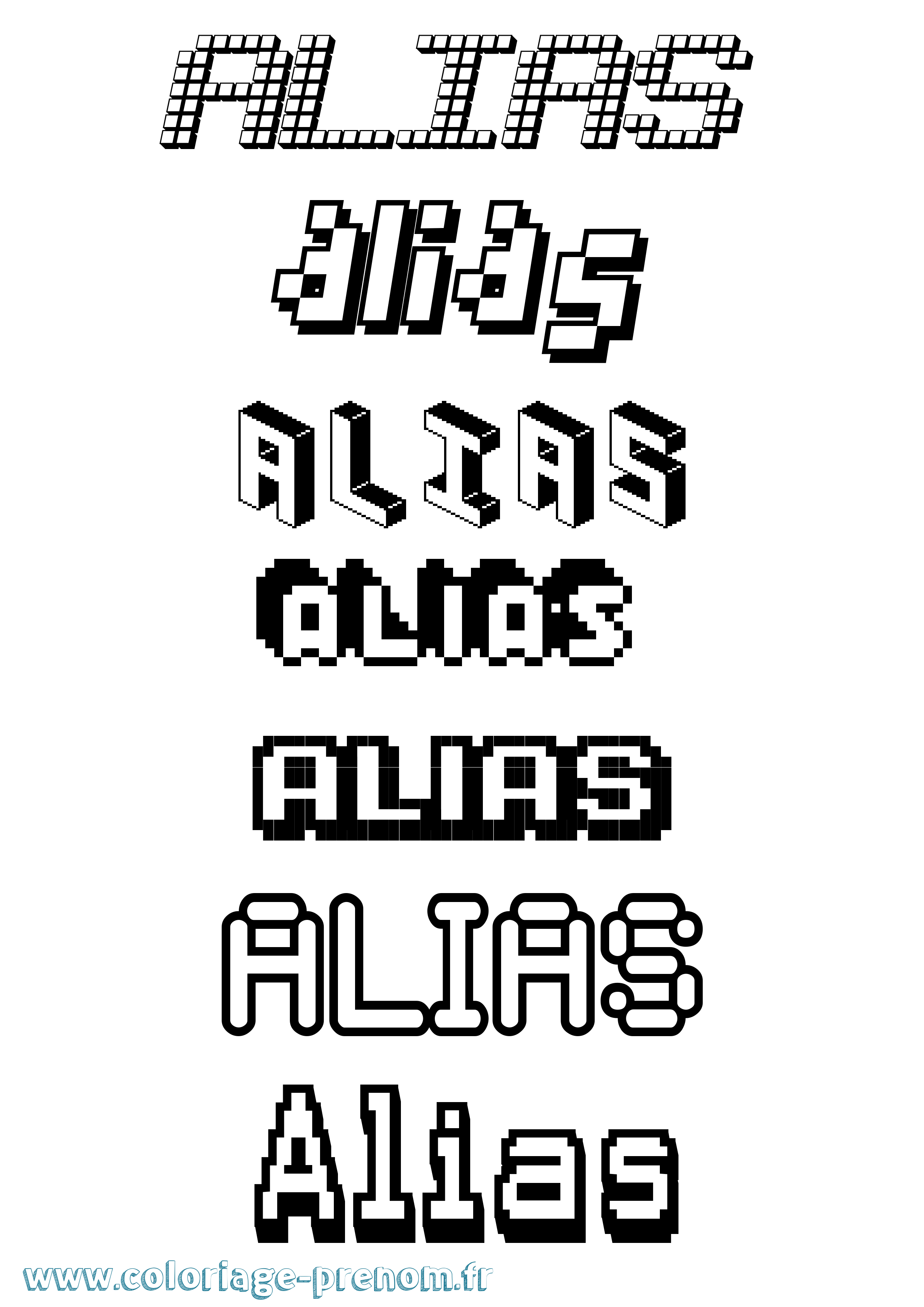 Coloriage prénom Alias Pixel