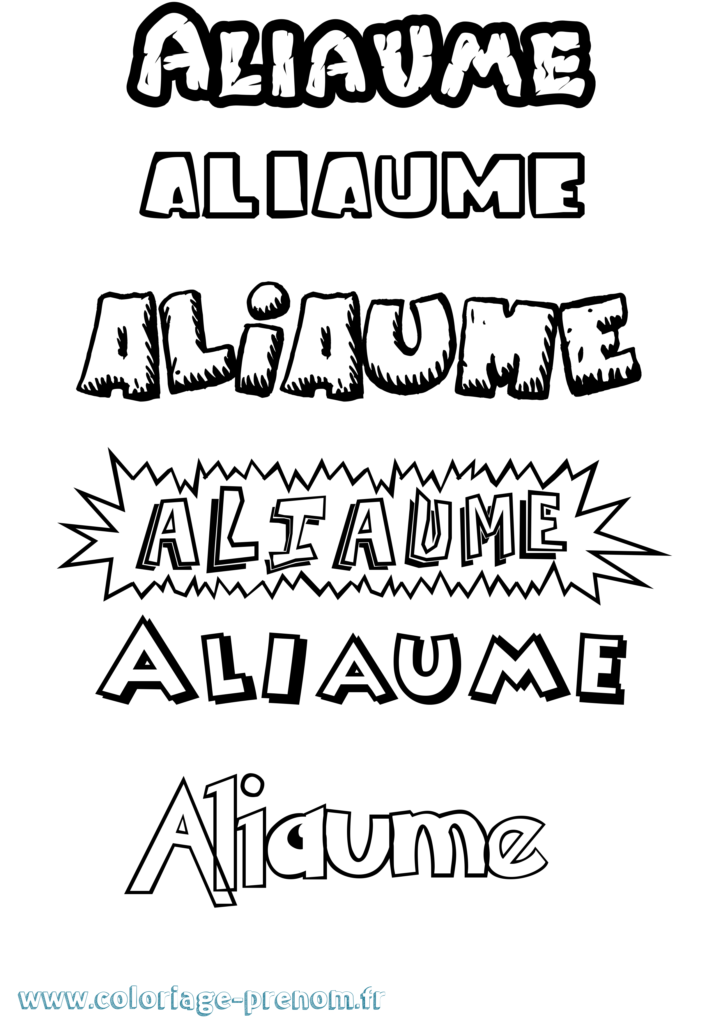 Coloriage Aliaume Dessin Animé Coloriage prénom Aliaume Dessin Animé