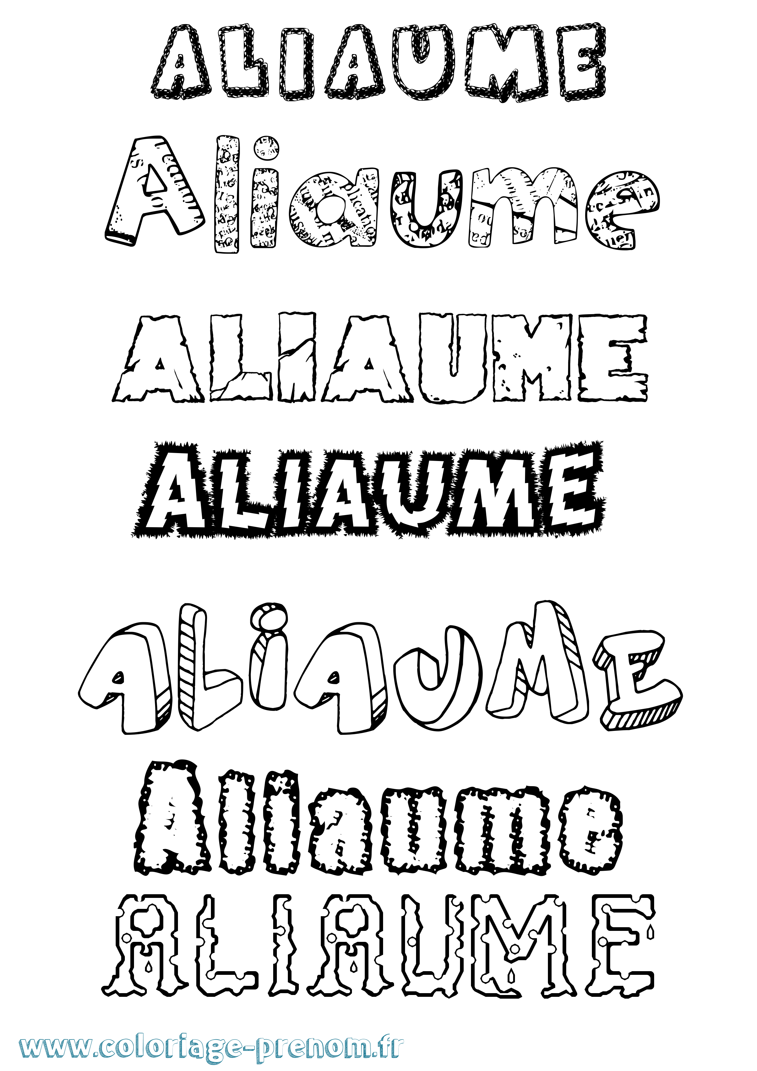 Coloriage Aliaume Destructuré Coloriage prénom Aliaume Destructuré
