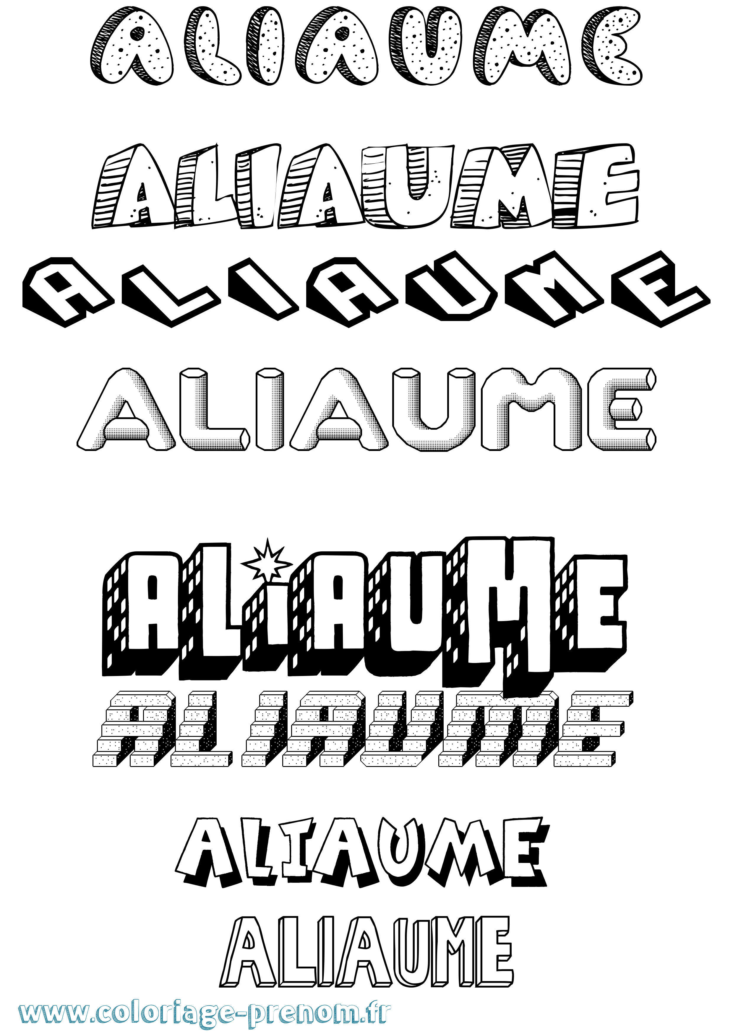 Coloriage Aliaume Effet 3D Coloriage prénom Aliaume Effet 3D