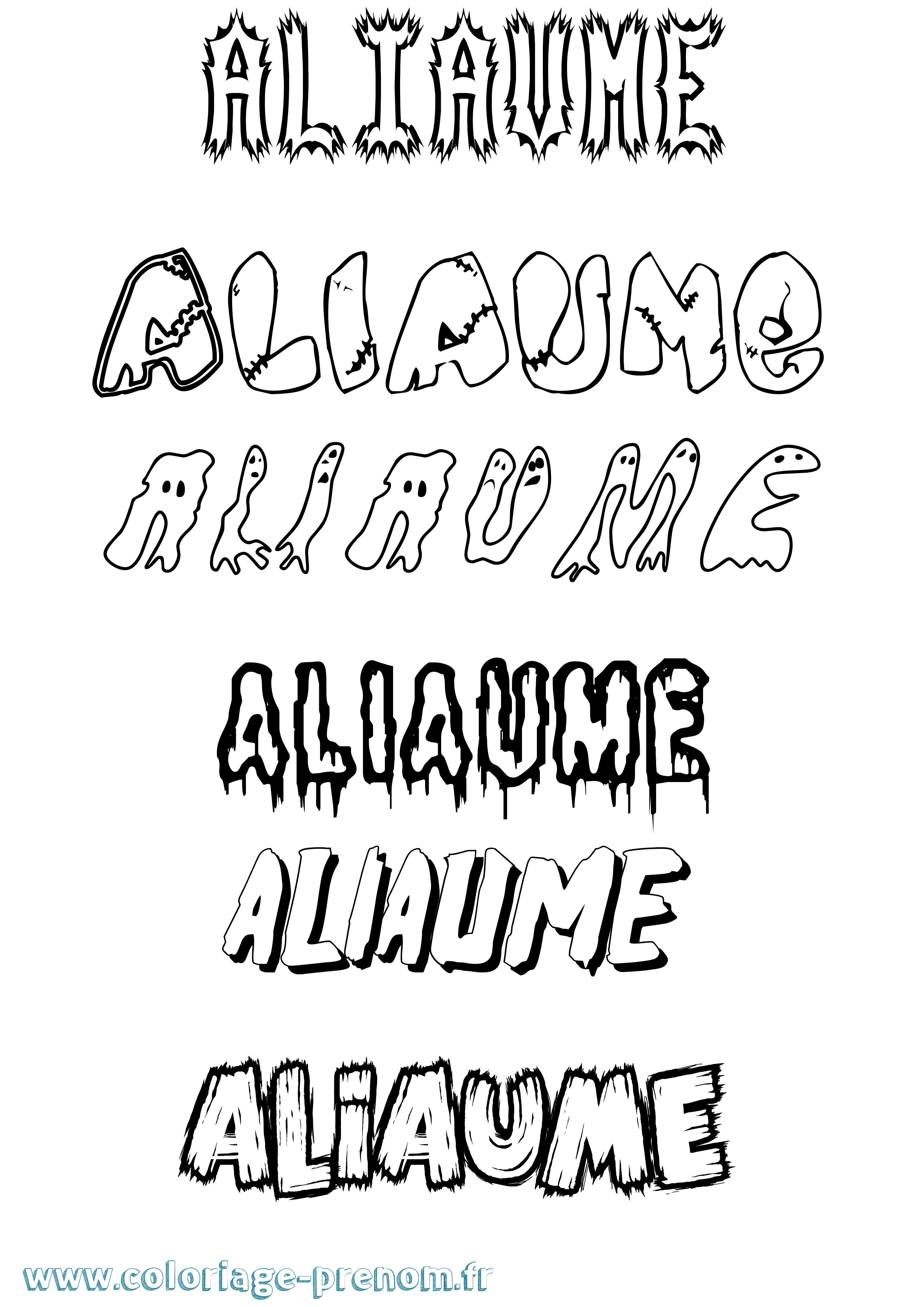 Coloriage Aliaume Frisson Coloriage prénom Aliaume Frisson