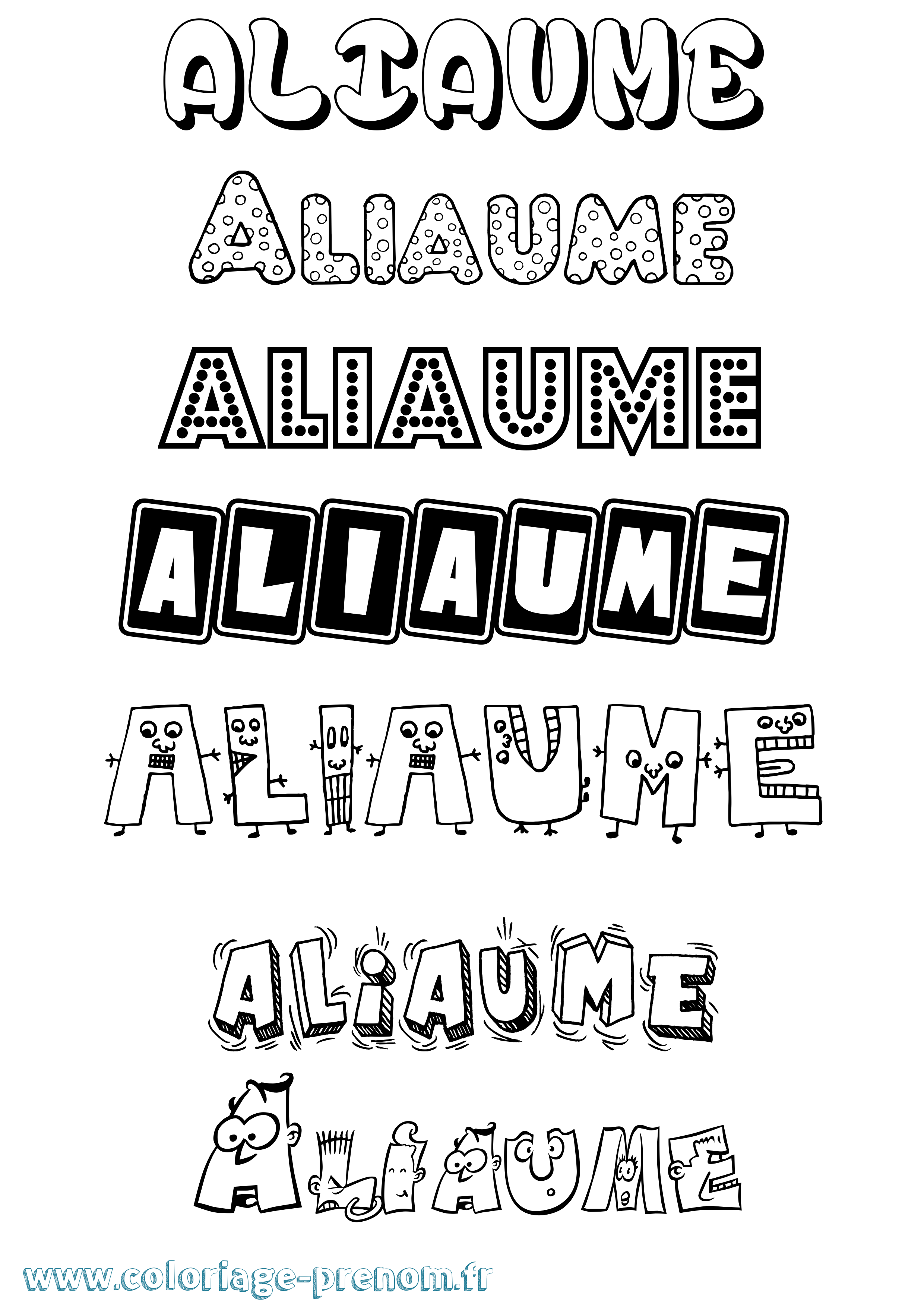 Coloriage Aliaume Fun Coloriage prénom Aliaume Fun