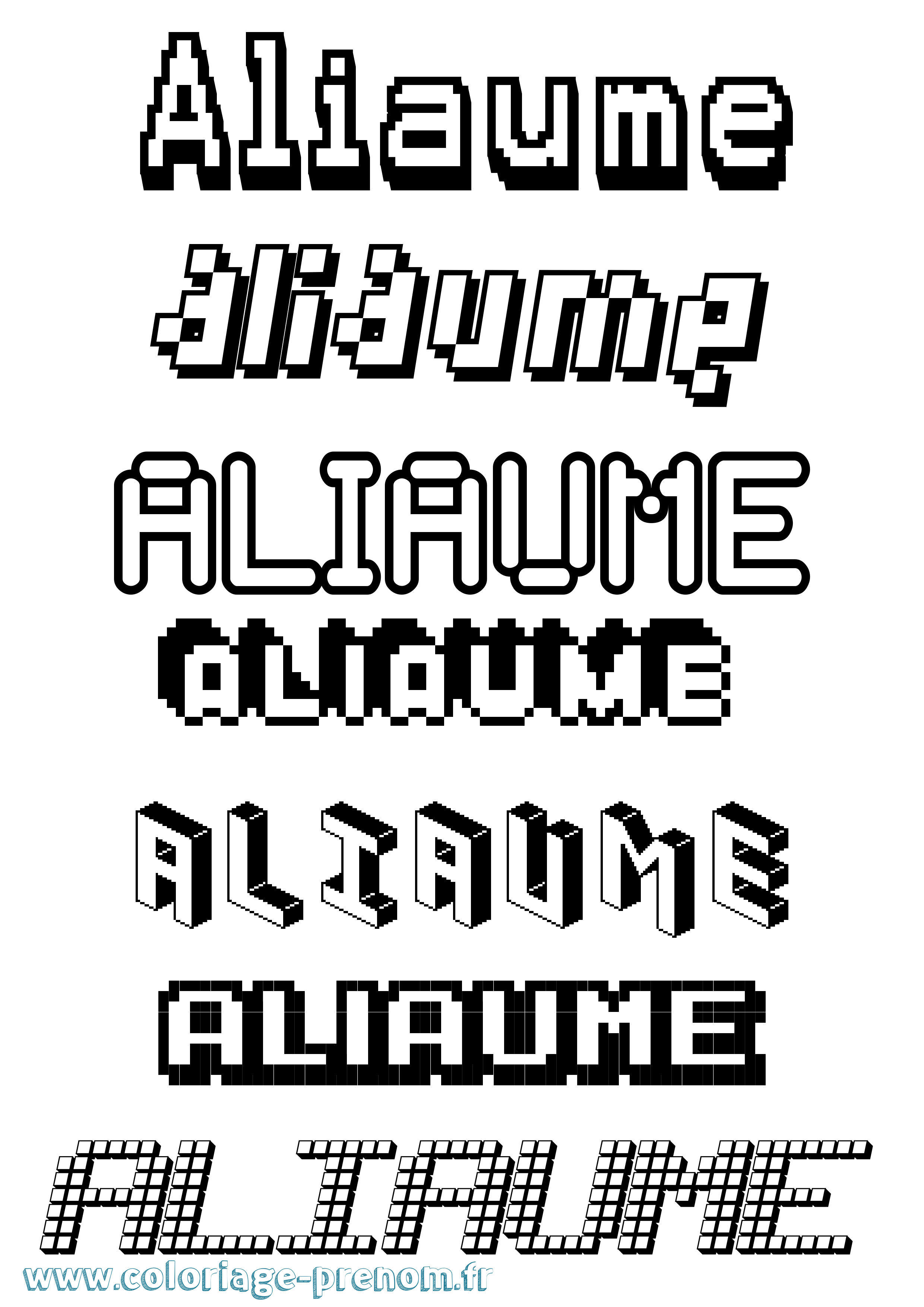Coloriage Aliaume Pixel Coloriage prénom Aliaume Pixel