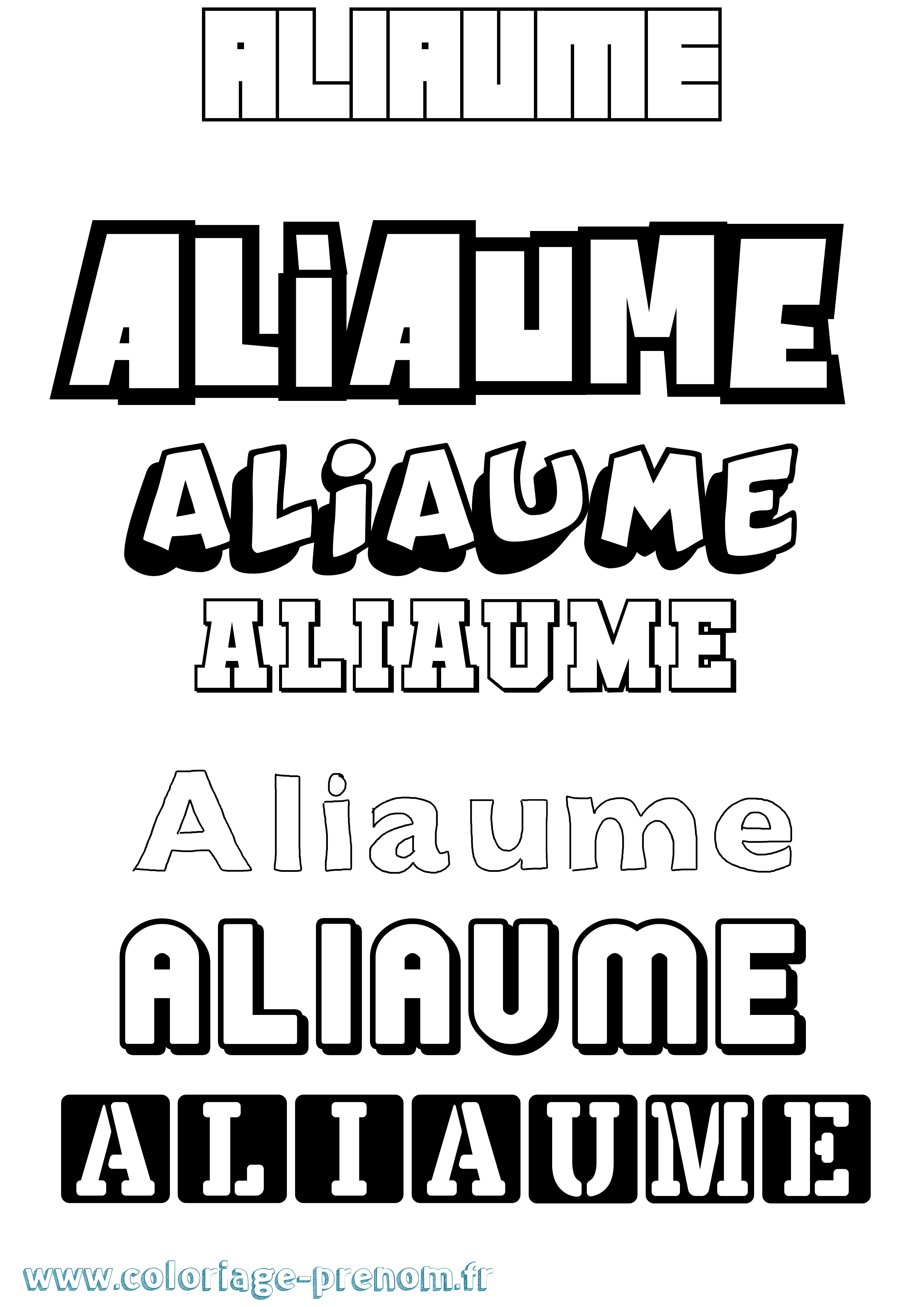 Coloriage Aliaume Simple Coloriage prénom Aliaume Simple