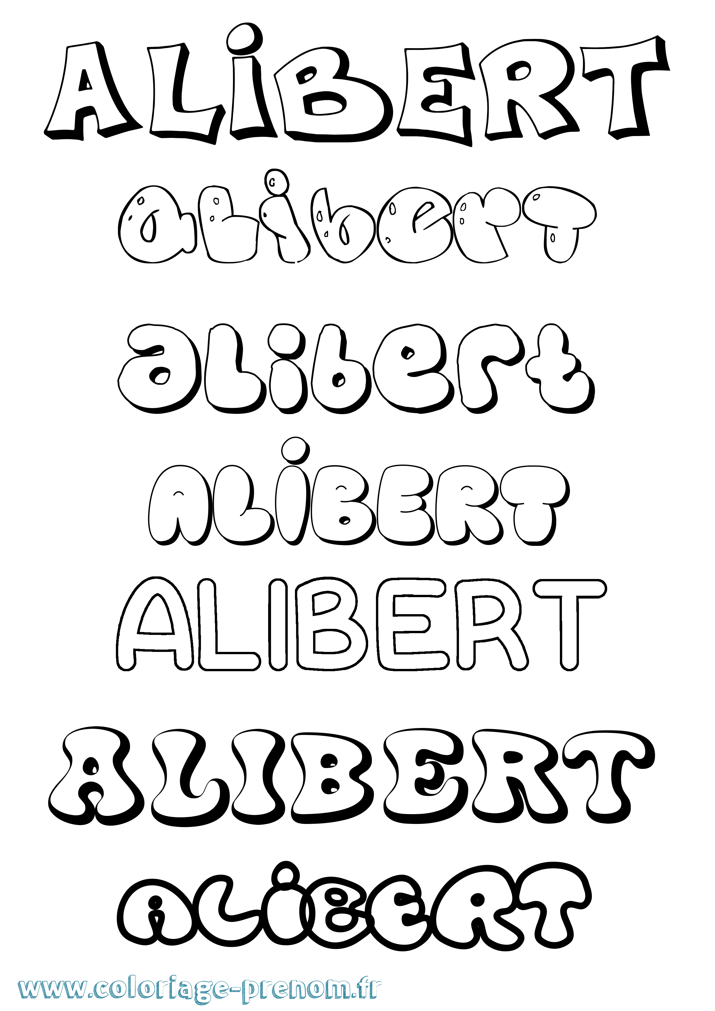 Coloriage prénom Alibert Bubble
