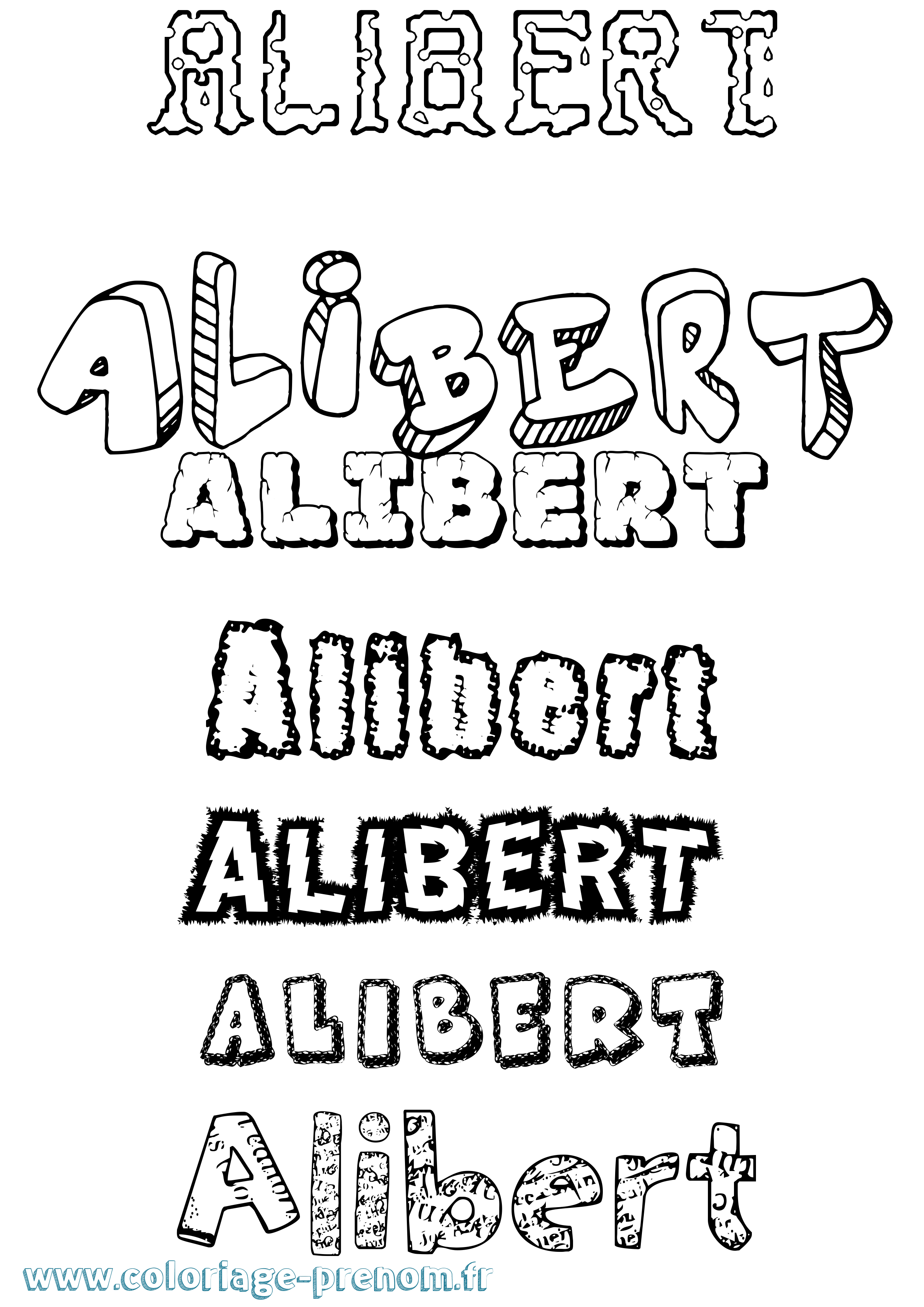 Coloriage prénom Alibert Destructuré