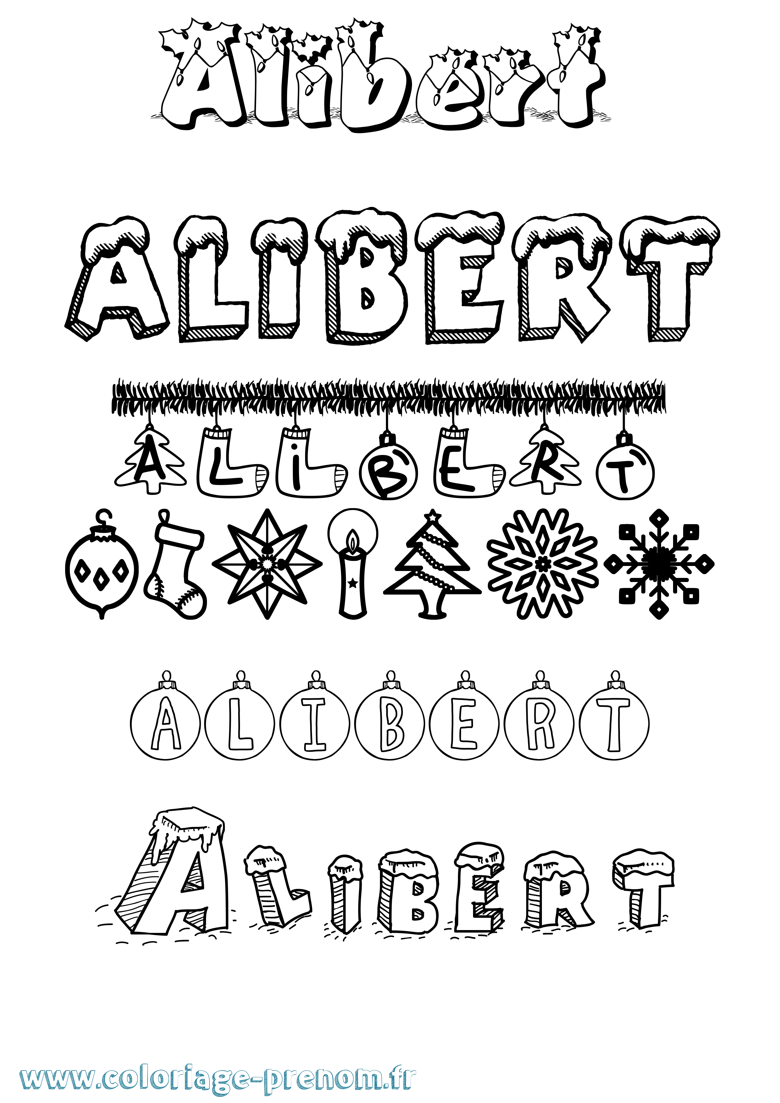 Coloriage prénom Alibert Noël