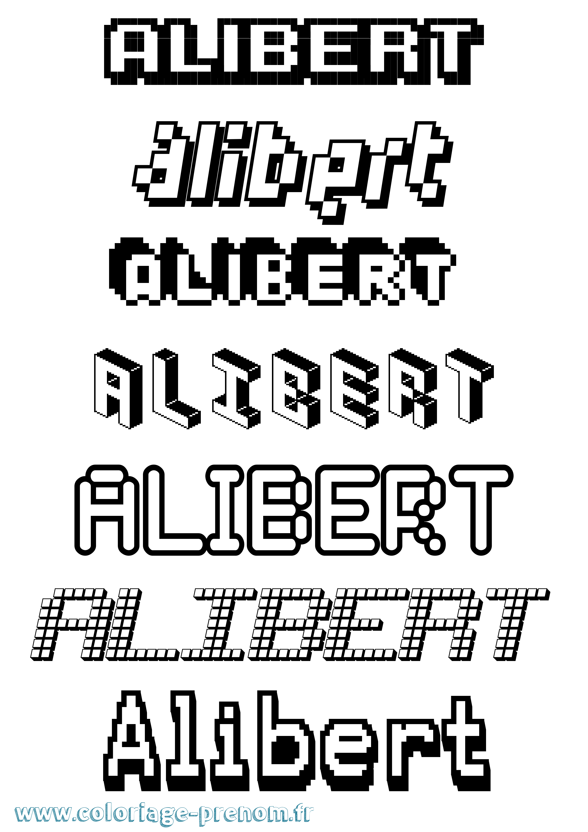 Coloriage prénom Alibert Pixel