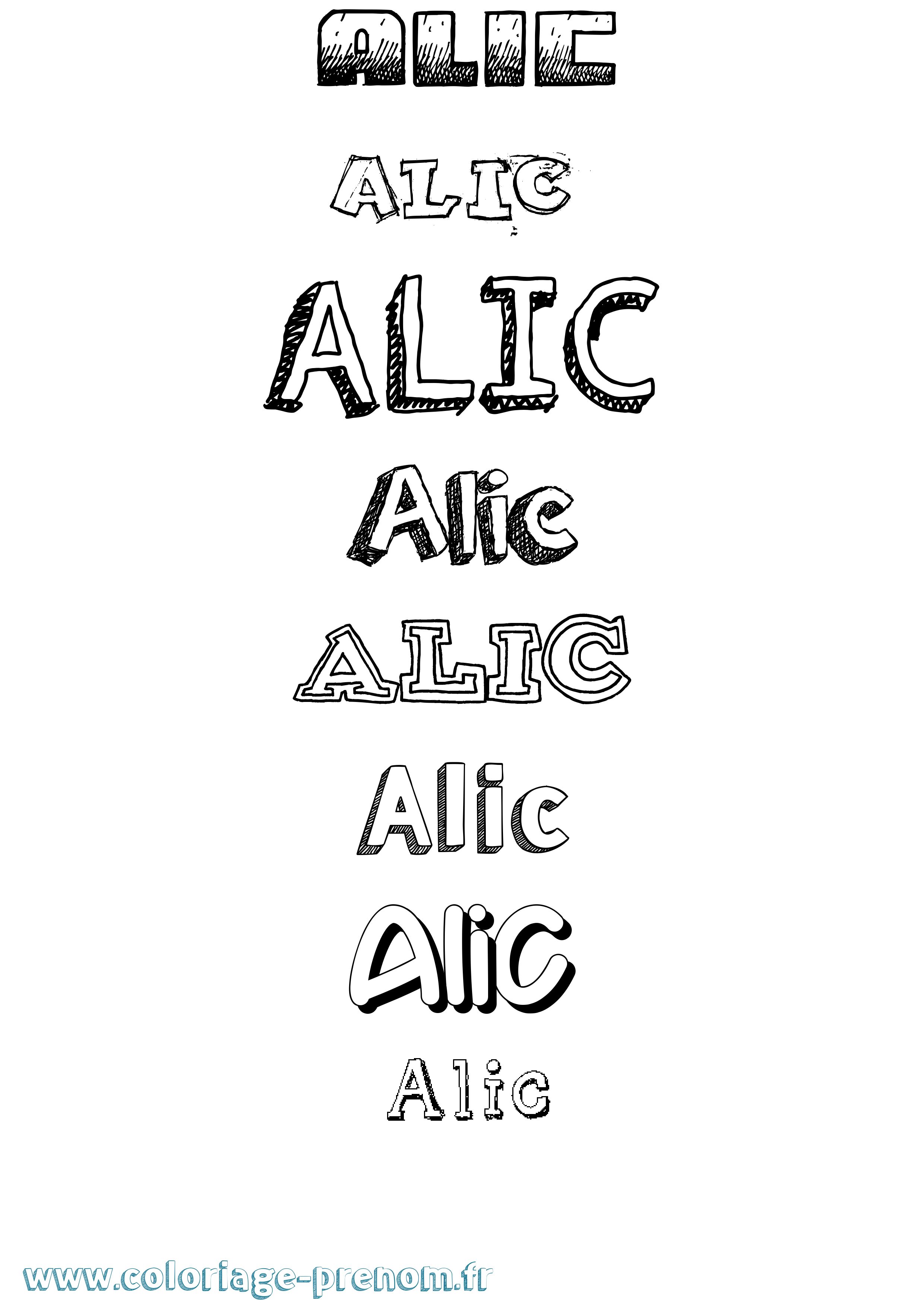 Coloriage prénom Alic Dessiné