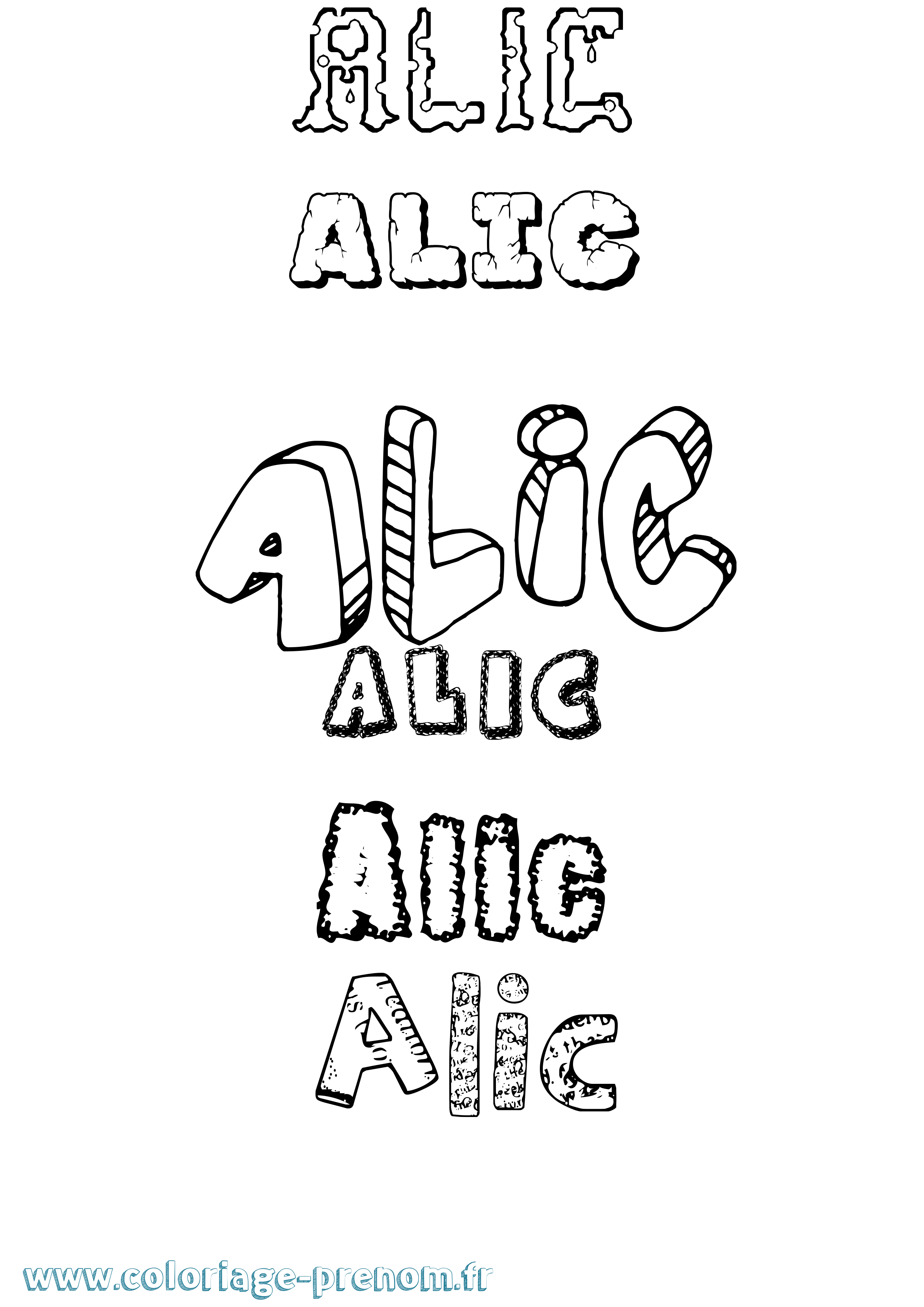 Coloriage prénom Alic Destructuré