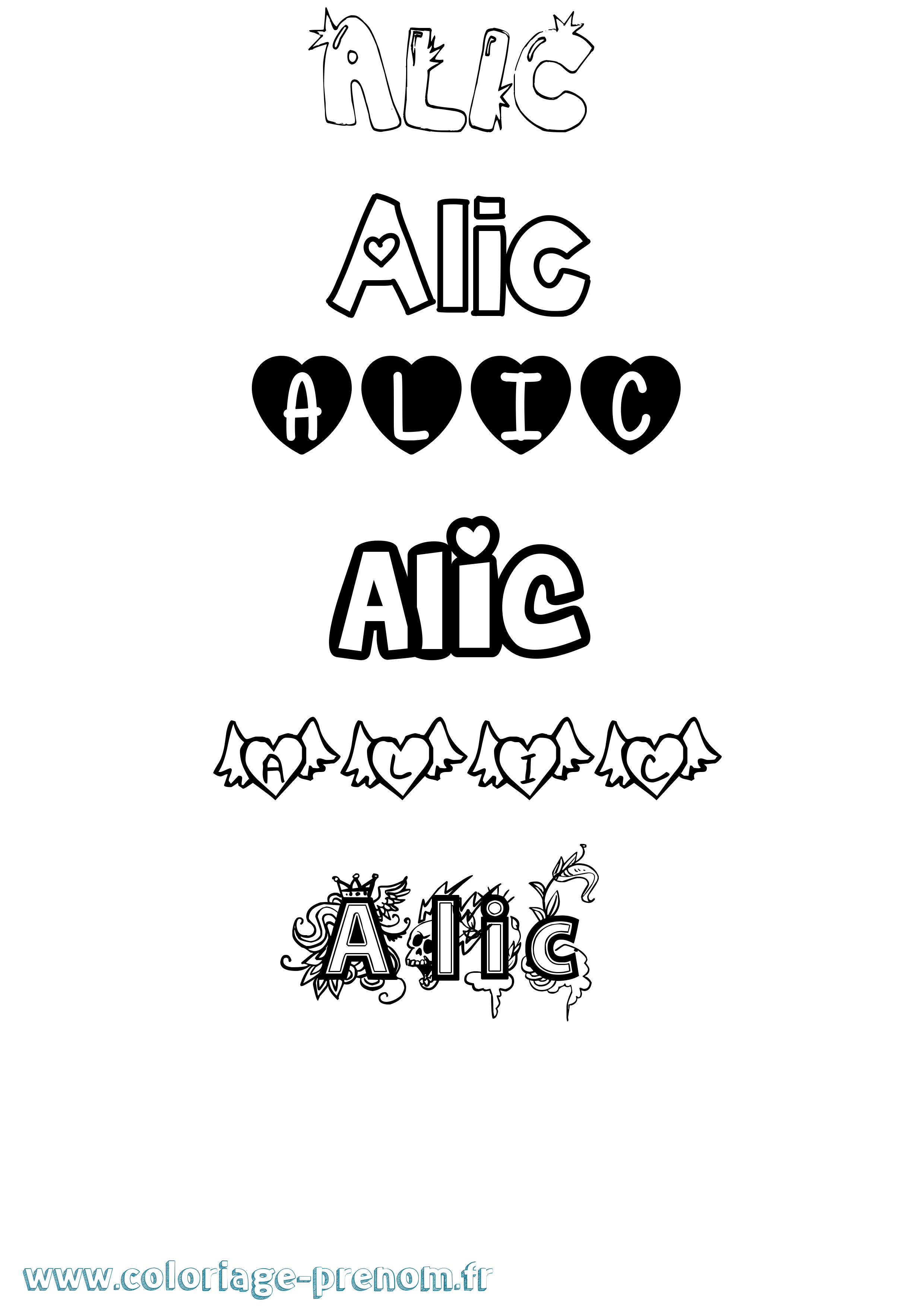 Coloriage prénom Alic Girly