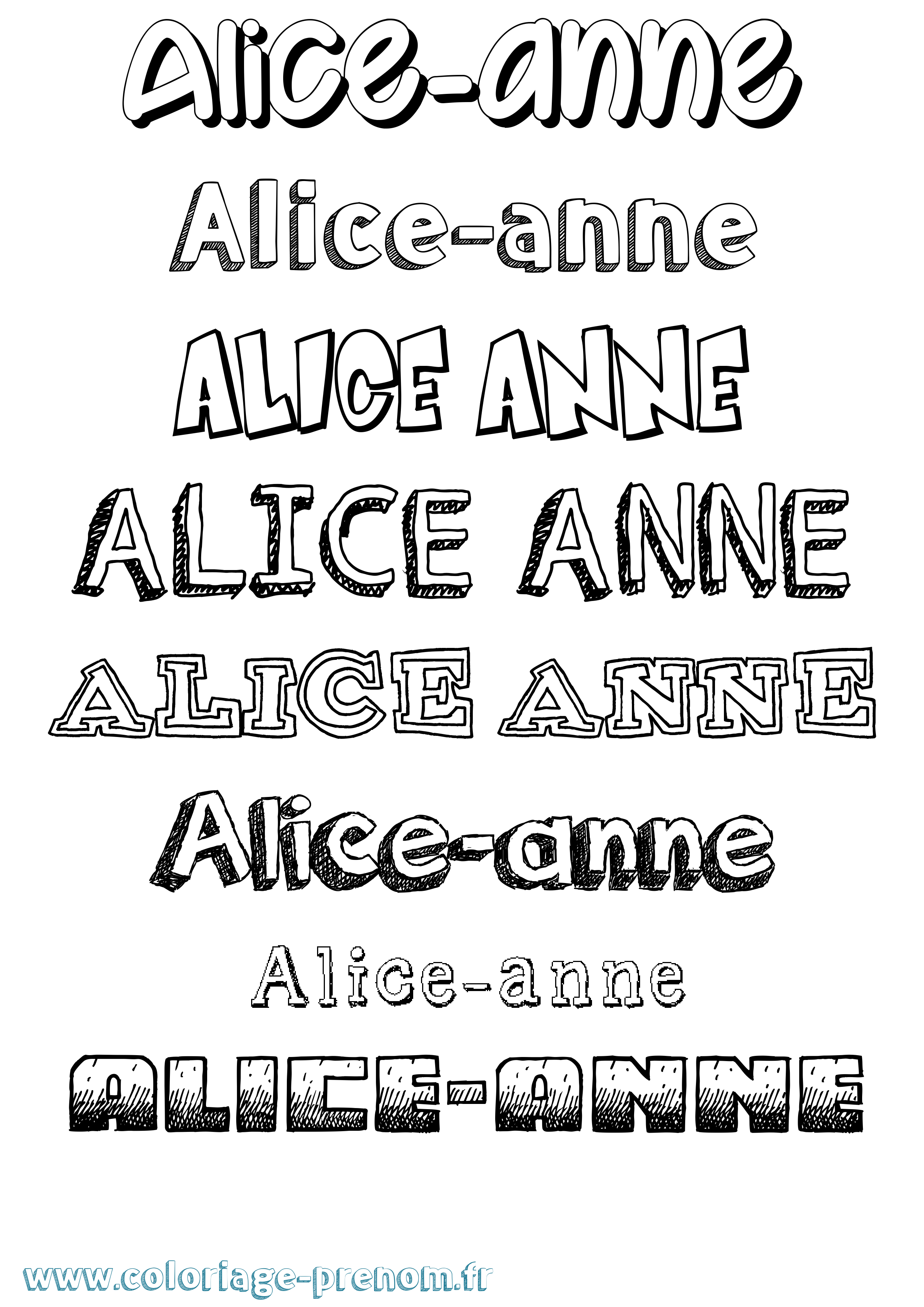 Coloriage prénom Alice-Anne Dessiné