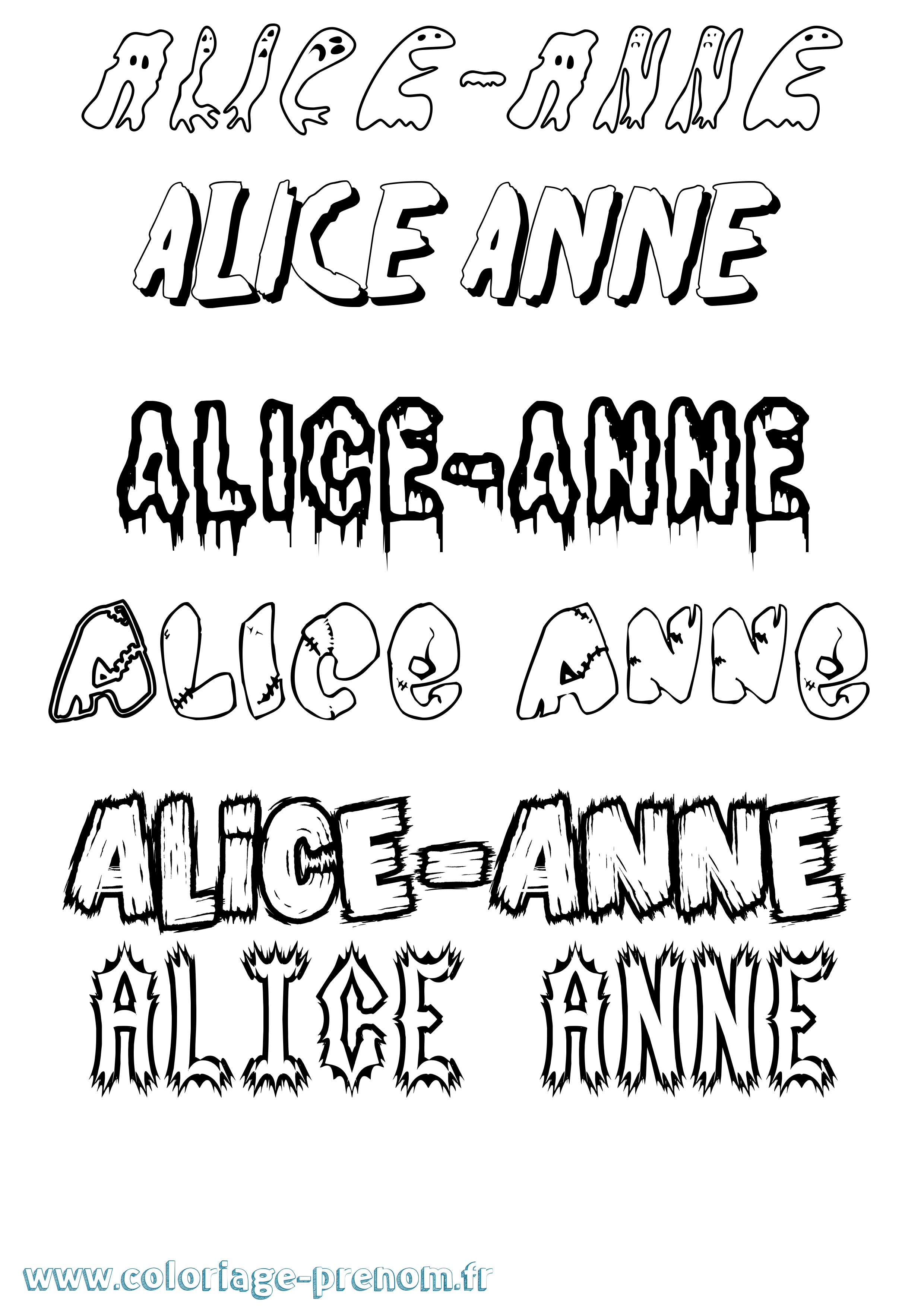 Coloriage prénom Alice-Anne Frisson