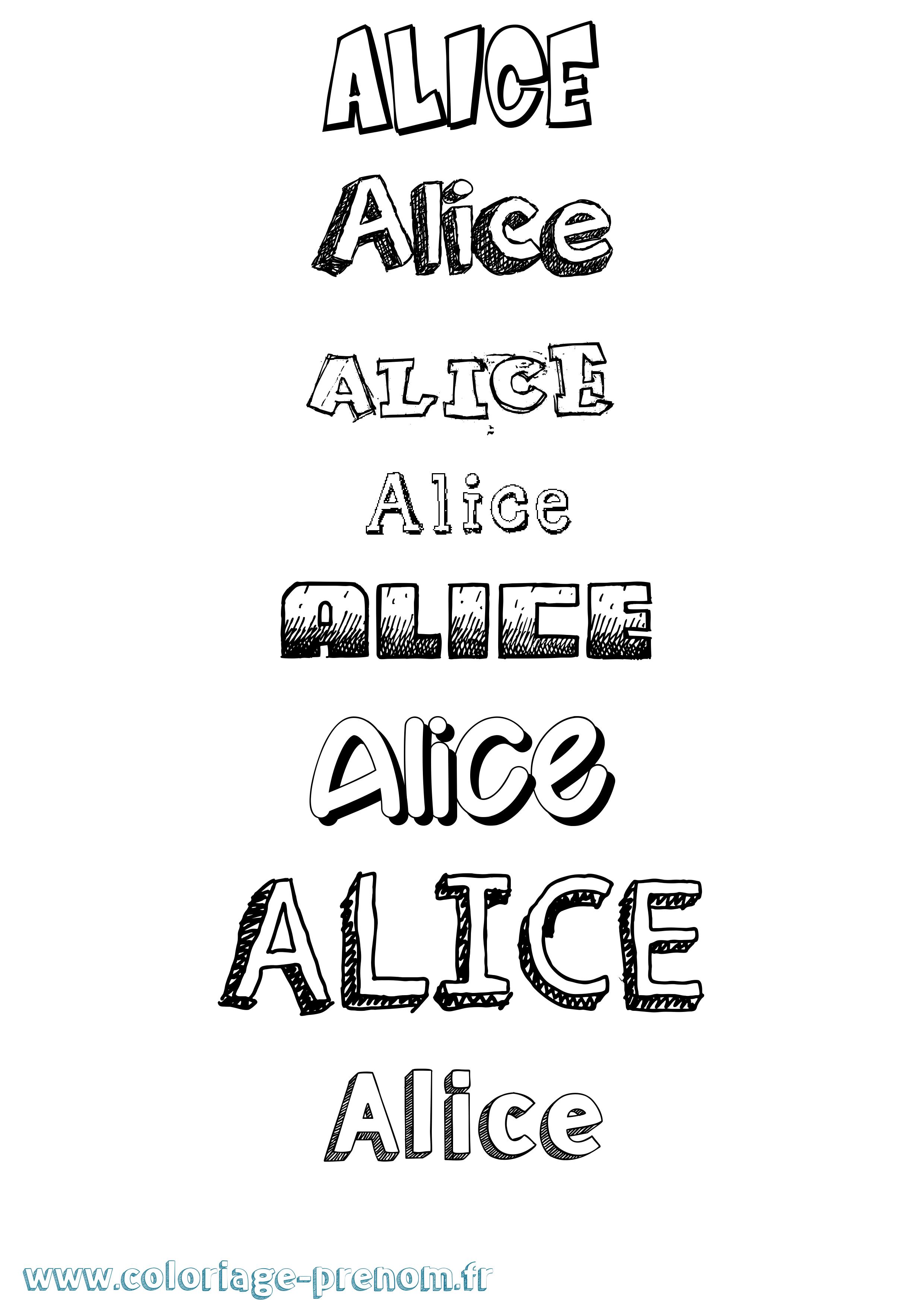 Coloriage prénom Alice Dessiné