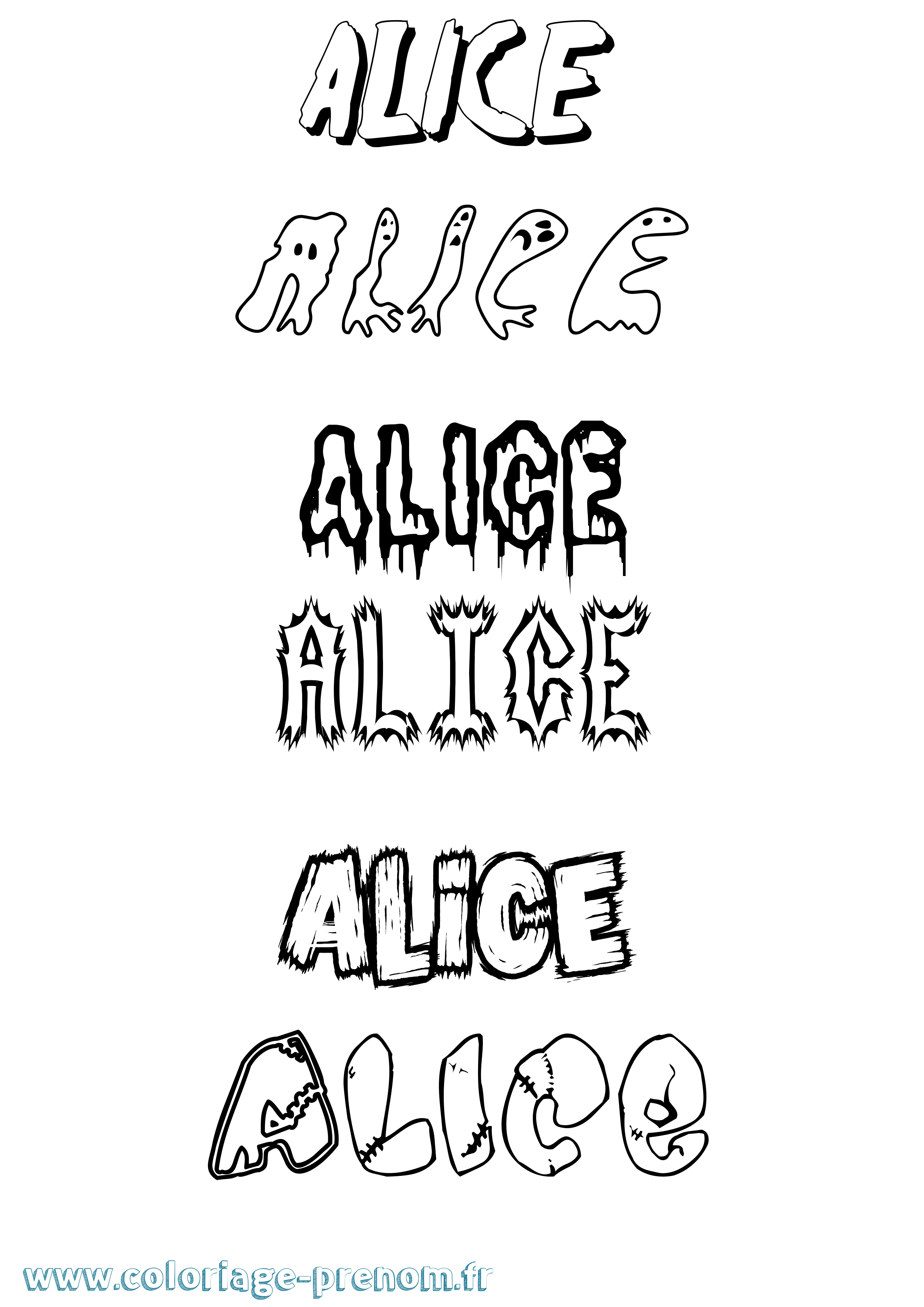 Coloriage prénom Alice Frisson