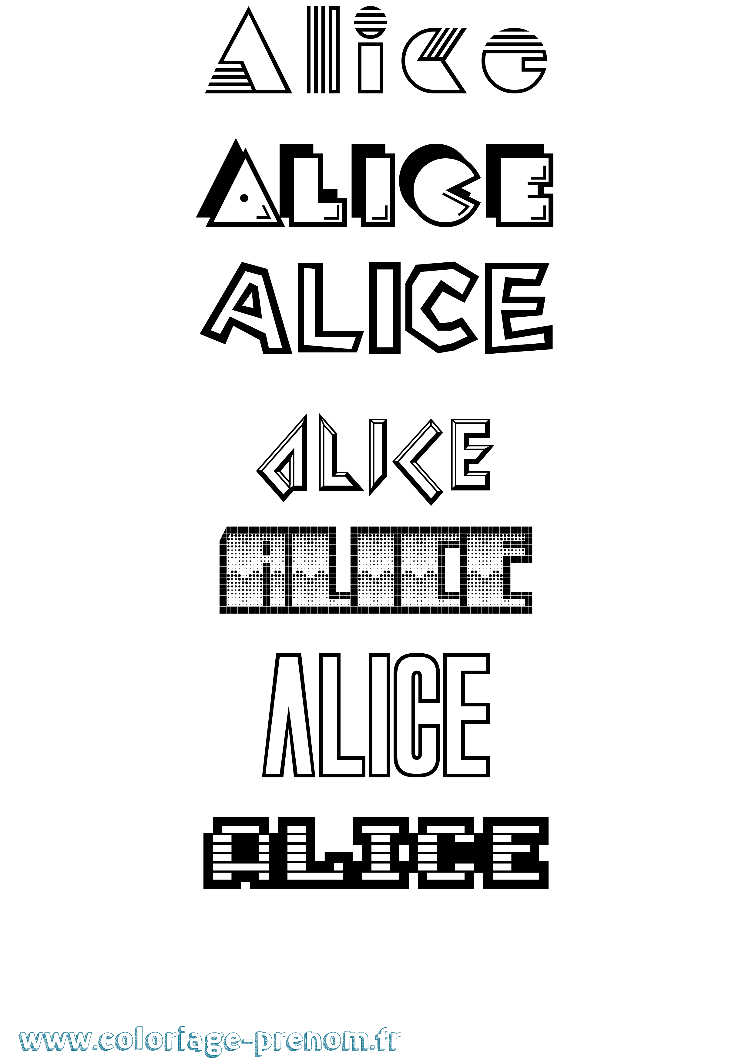 Coloriage prénom Alice Jeux Vidéos
