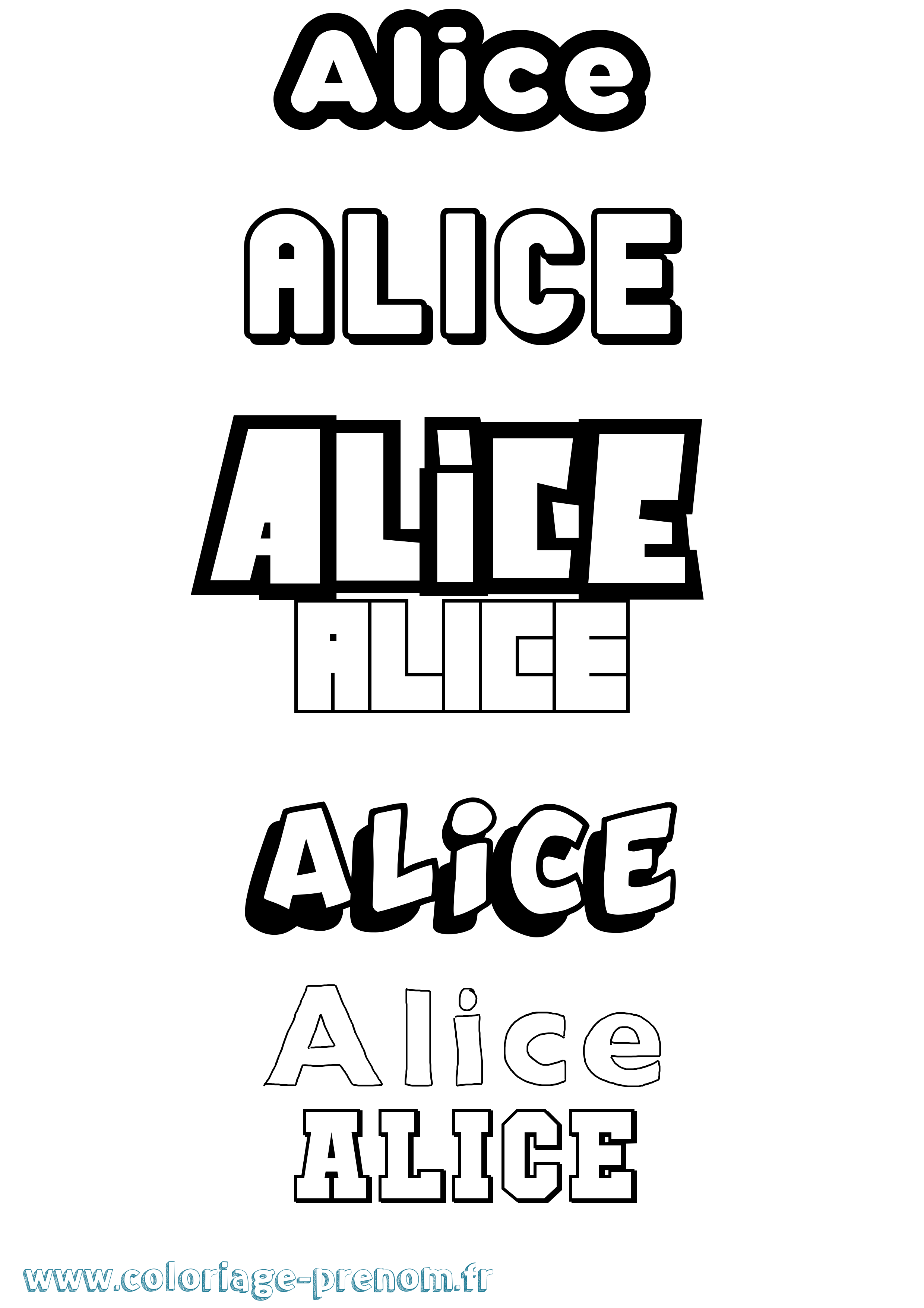 Coloriage prénom Alice Simple