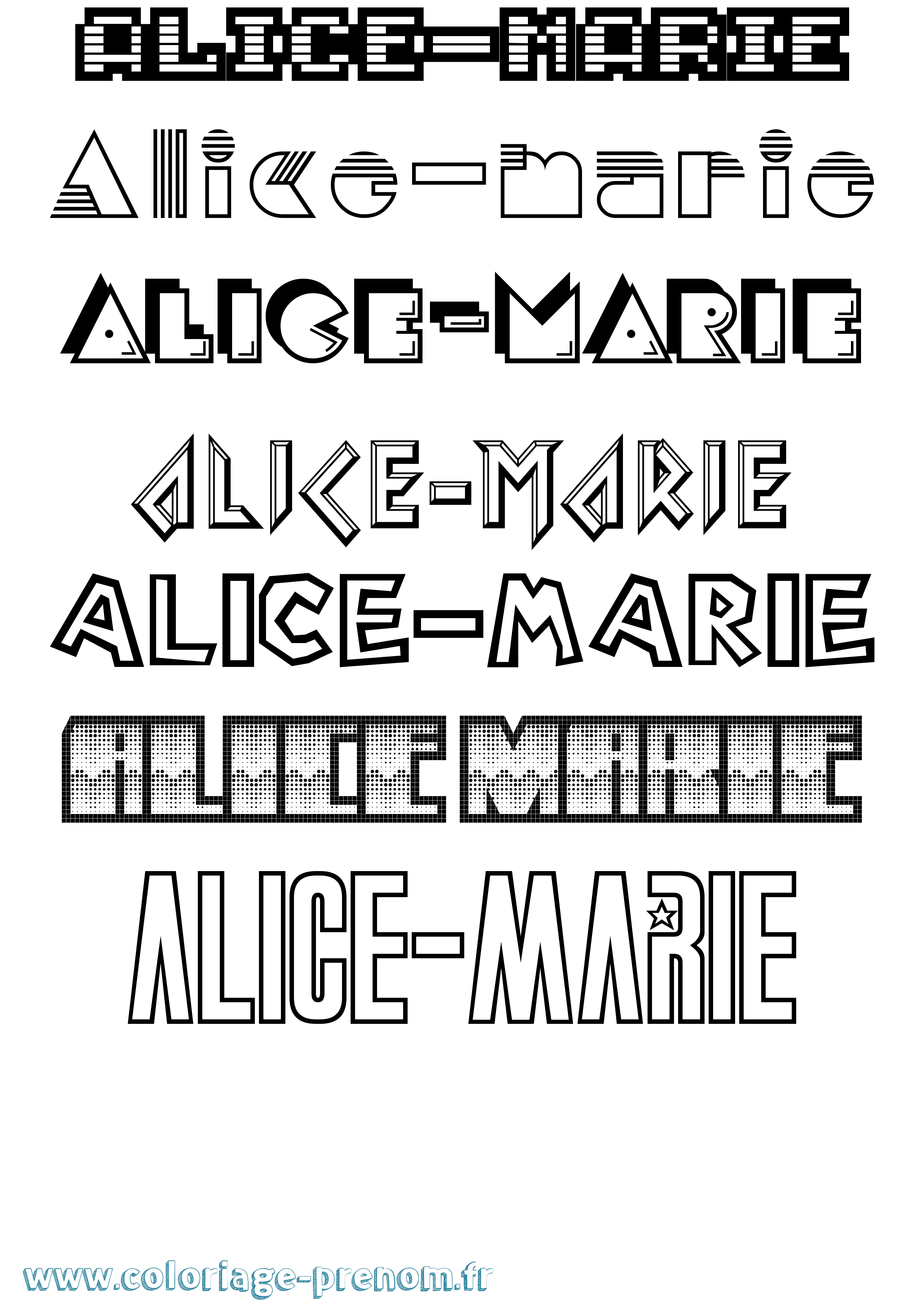 Coloriage prénom Alice-Marie Jeux Vidéos