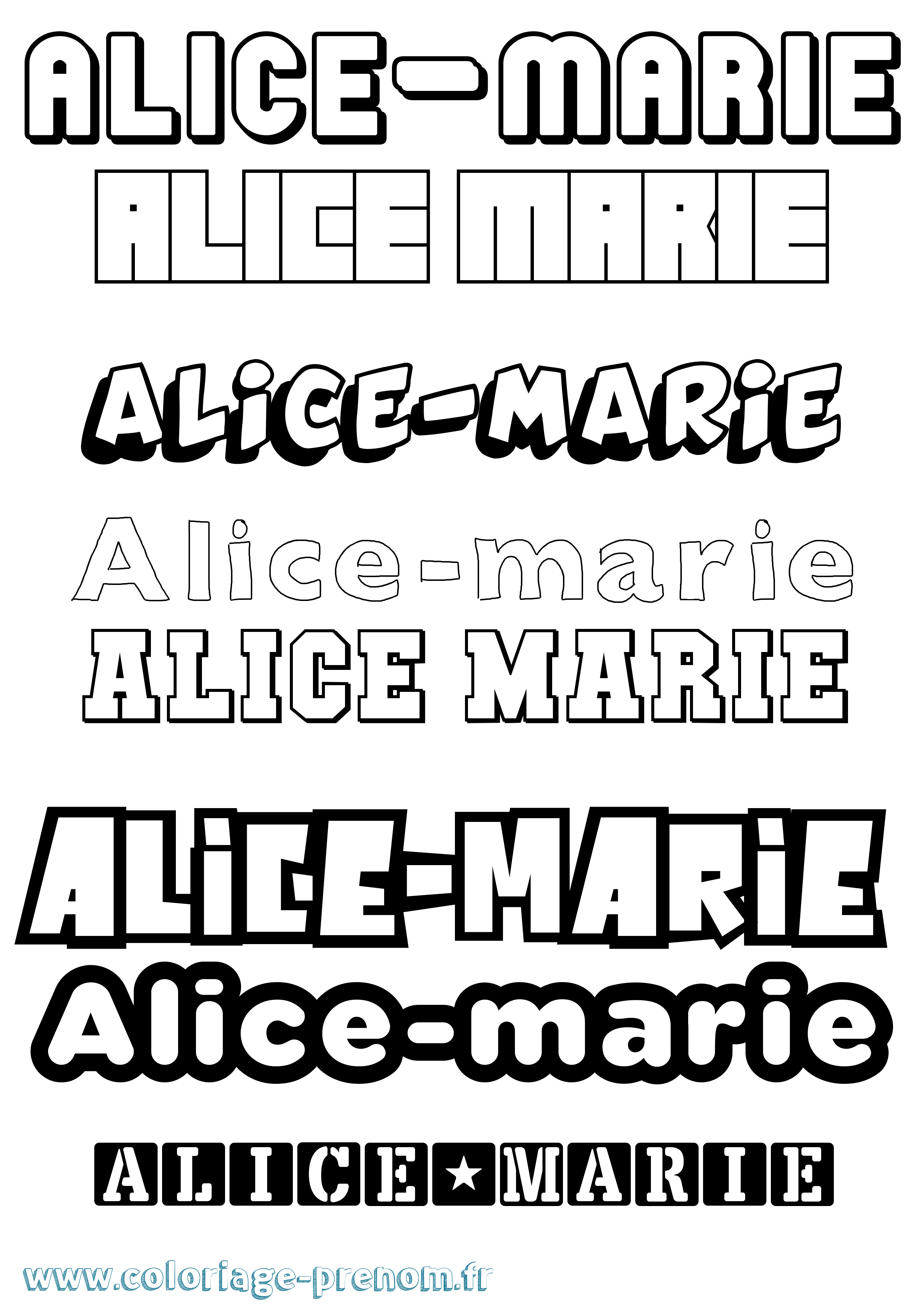 Coloriage prénom Alice-Marie Simple