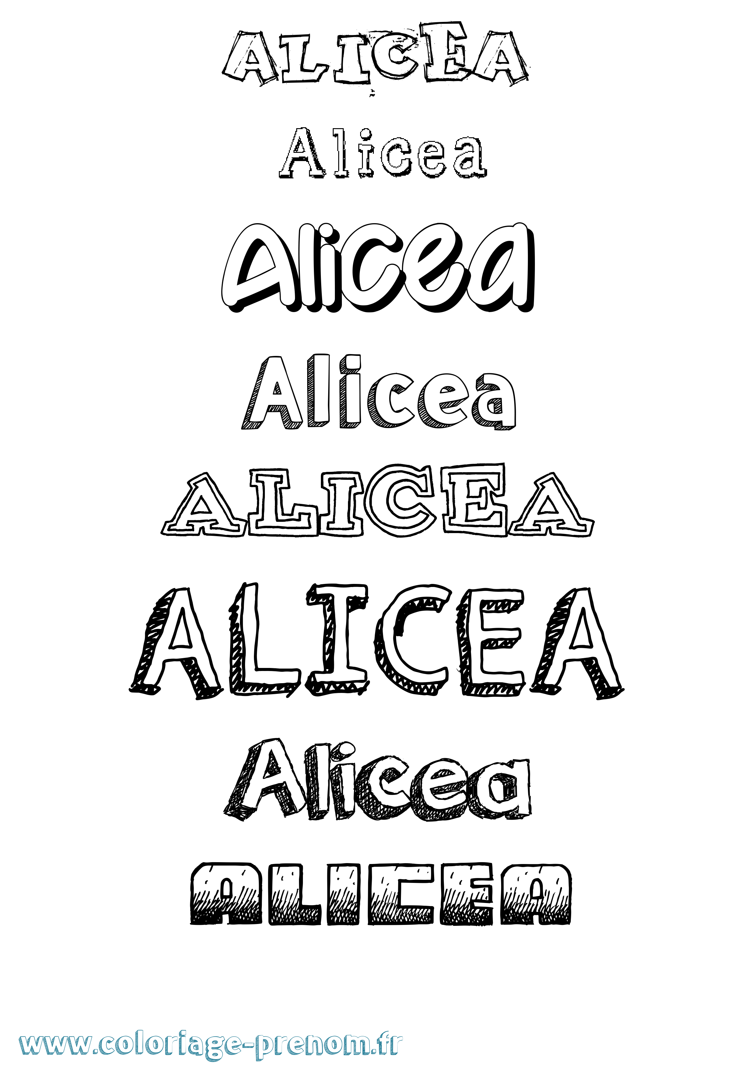 Coloriage prénom Alicea Dessiné